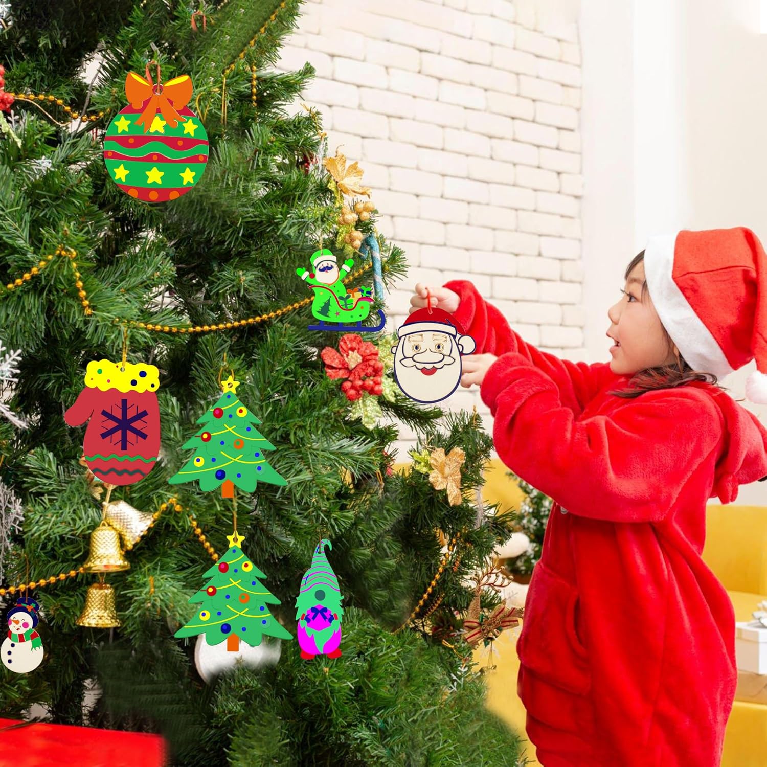 Aodmti 60 piezas de adornos de madera de Navidad sin terminar para pintar, adornos de Navidad de madera con 12 estilos, copos de nieve de bricolaje,