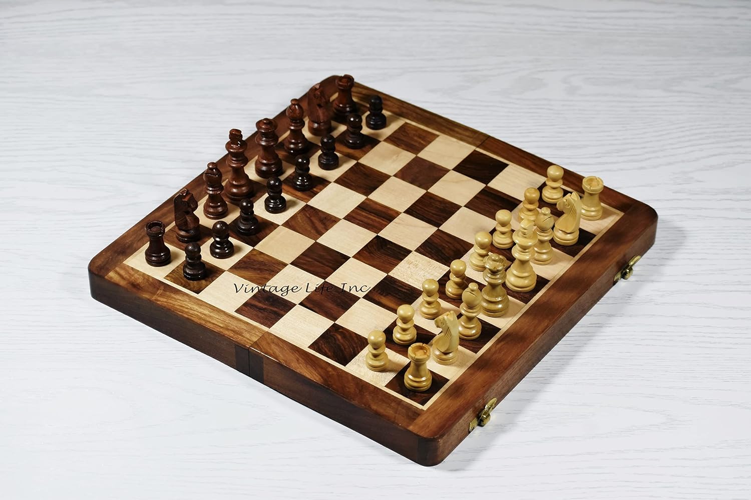 Juego de tablero de ajedrez magnético de madera para adultos y niños, juego de mesa, tamaño tablero de ajedrez plegable de 7 pulgadas, tablero