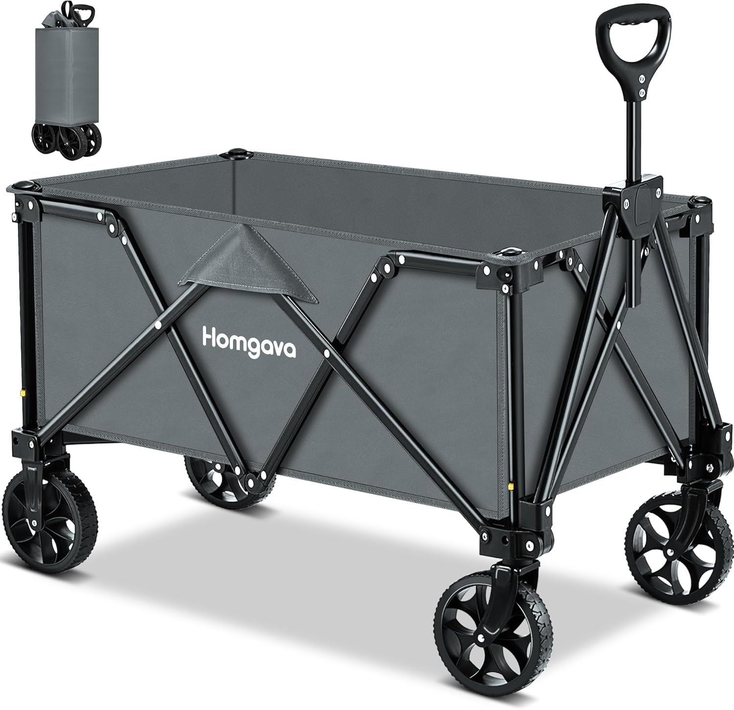 Carrito plegable de 190 L, carro de campamento de gran capacidad de 345 libras, carro plegable todo terreno, carrito utilitario resistente para