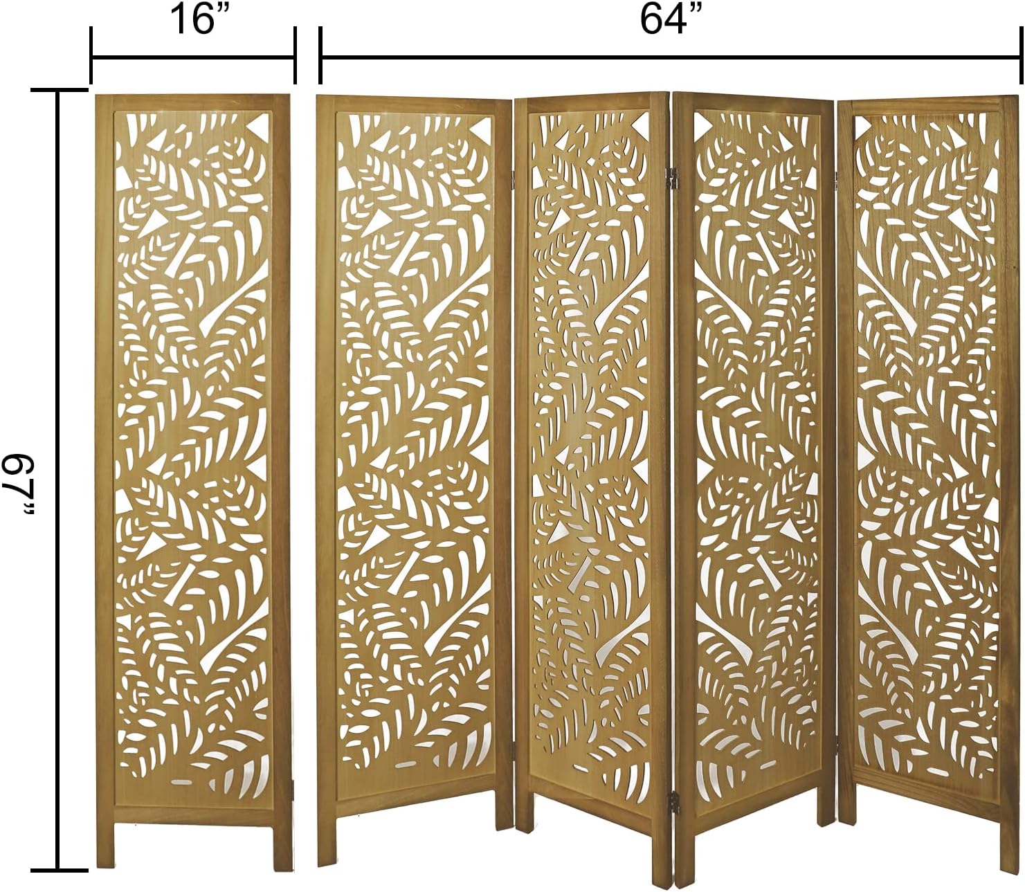 Divisor de habitación de 4 paneles, separadores de habitación de madera recortada y pantallas de privacidad plegables, separación de habitación