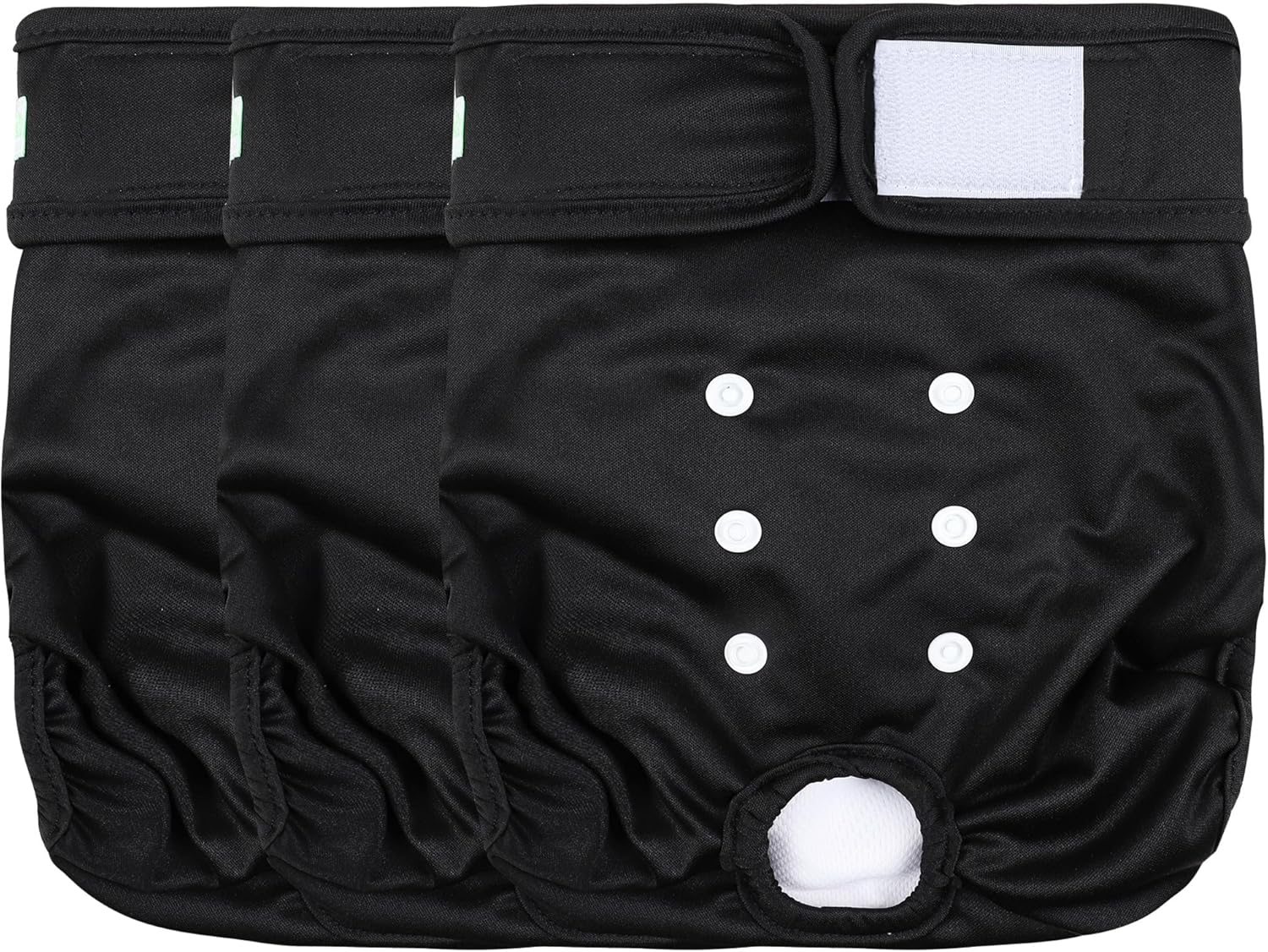 wegreeco Pañales lavables para perras, pañales reutilizables altamente absorbentes para perras en celo, paquete de 3 (negro, talla M)