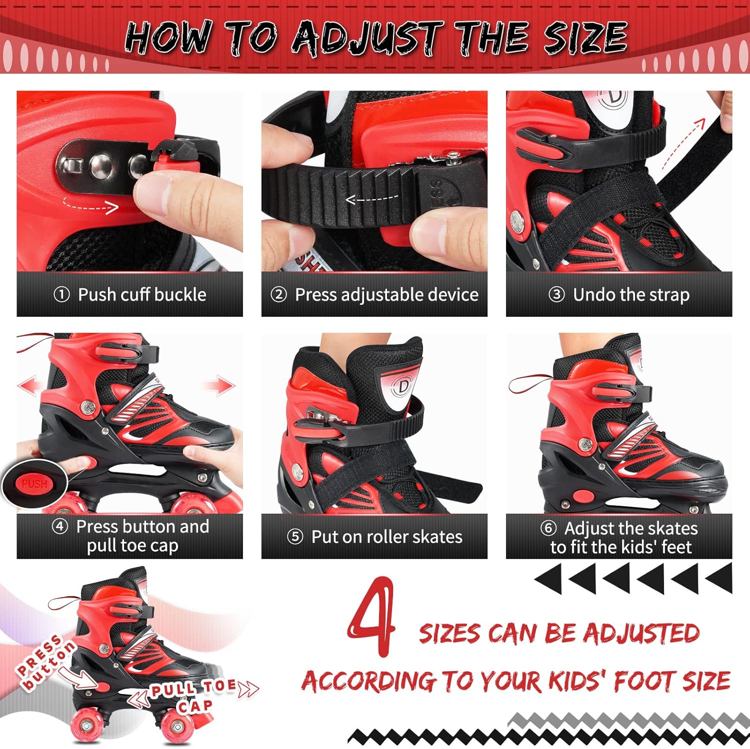 Truwheelz – Patines de ruedas arcoíris para niñas de 6 a 12 y 3 a 5 años  Patines ajustables con luz para niños