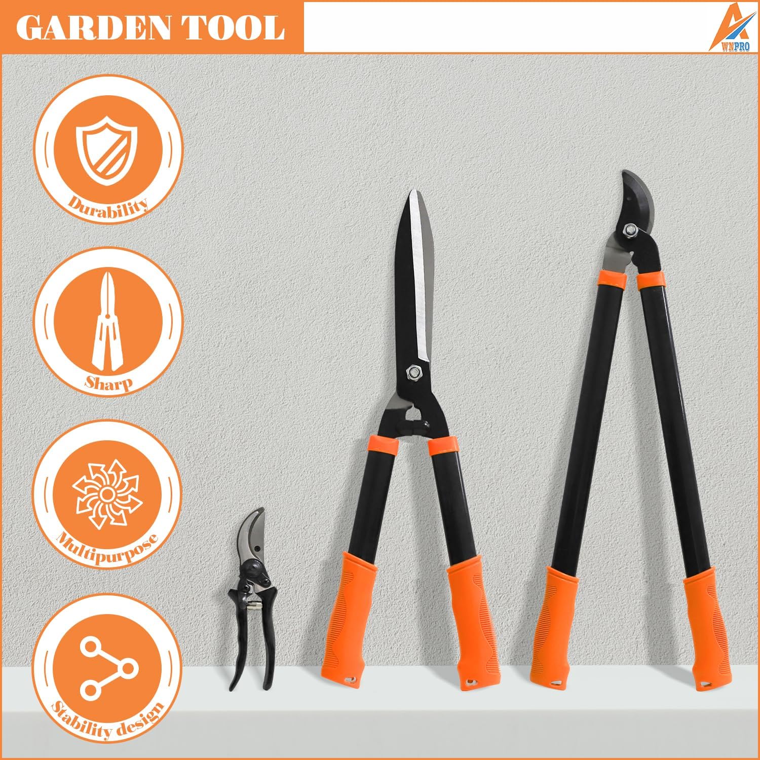 Awnpro Machete, tijeras de seto y tijeras de árbol, juego de 3 tijeras de jardín resistentes con tijeras de árbol de acción compuesta, corta ramas