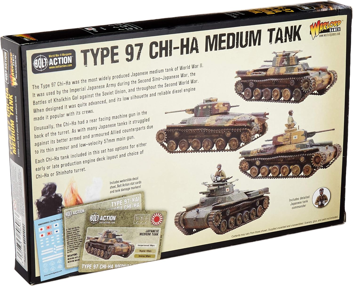 Bolt Action Tipo 97 Chi-Ha Tanque Medio Japonés 156 WWII Guerra Mundial Kit de Modelo de Plástico
