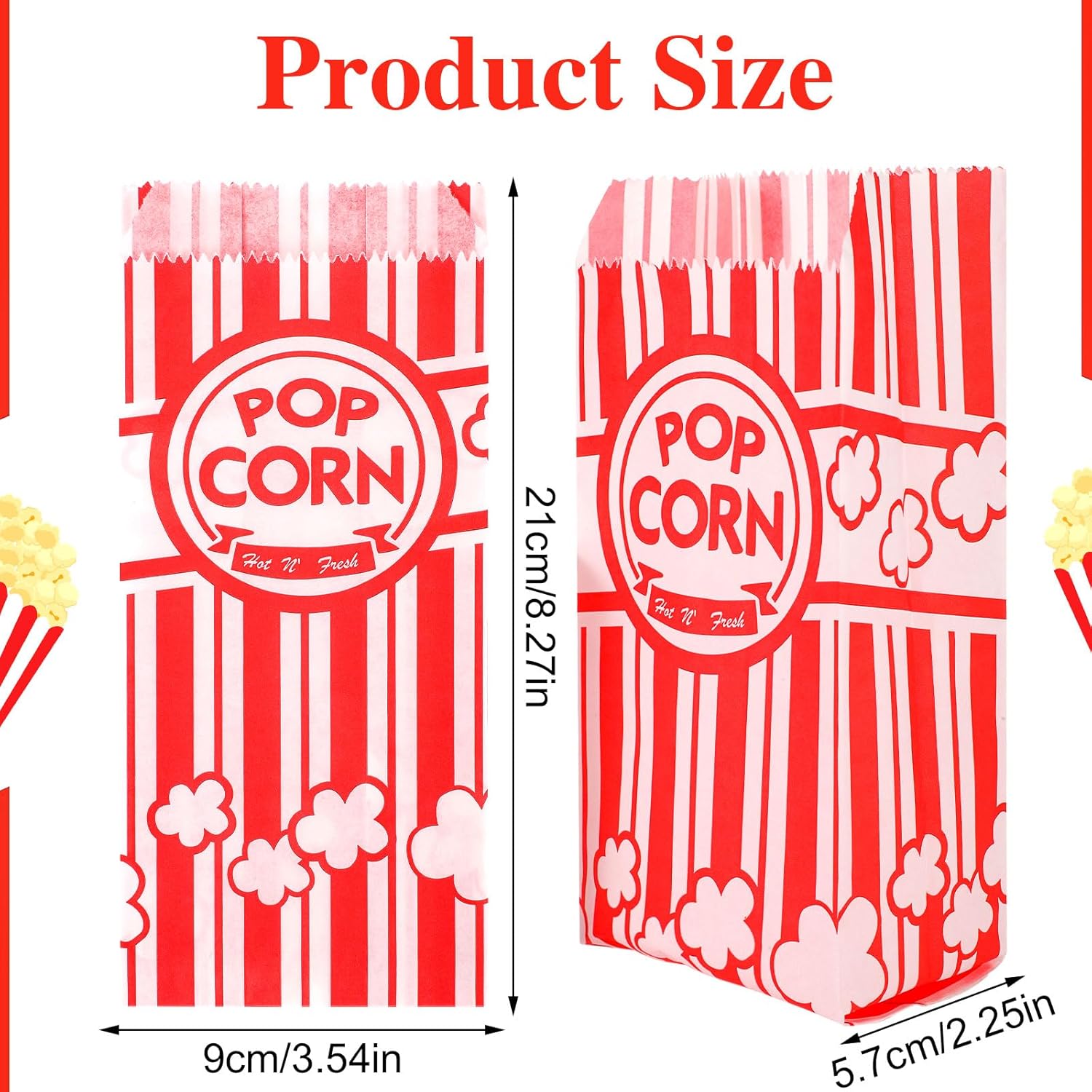 600 bolsas de palomitas de maíz, bolsas de papel de 1 onza, porciones individuales a granel para máquina de palomitas de maíz, noches de cine,