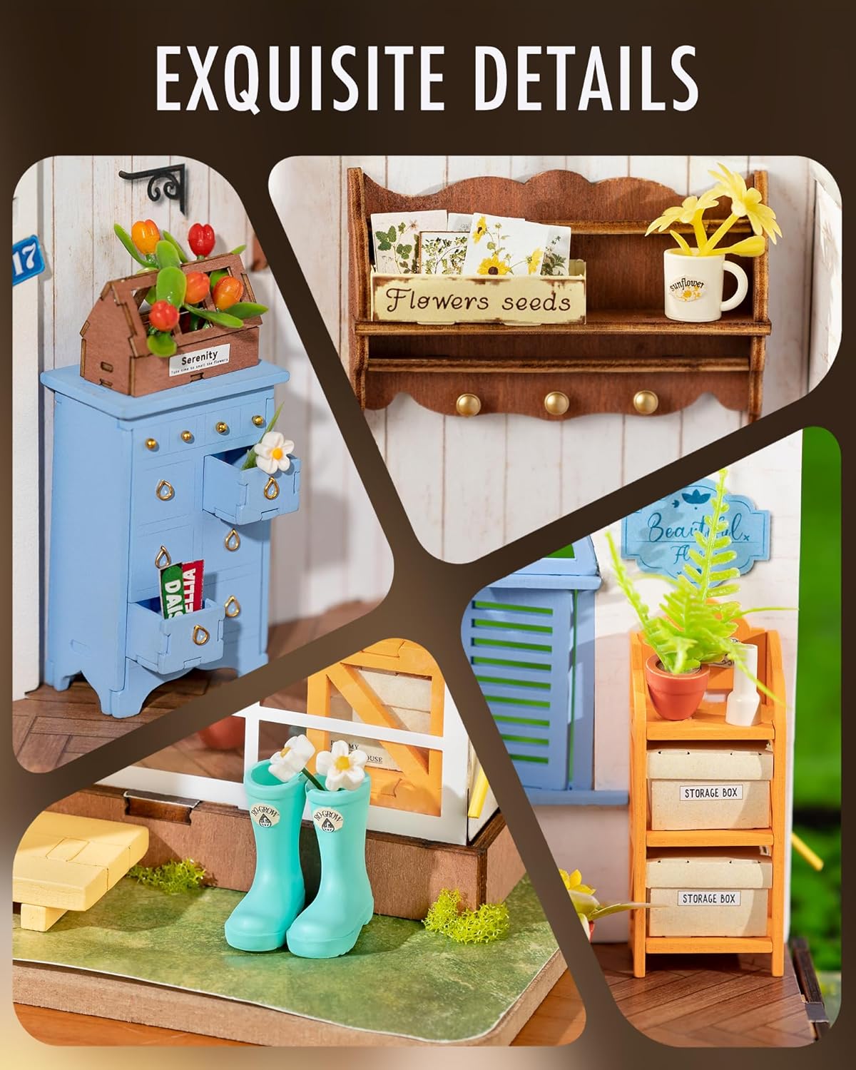 Rolife Kit de casa de muñecas en miniatura para adultos, kit de modelo de mini invernadero, mini cosas, kits de manualidades para adultos, kit de
