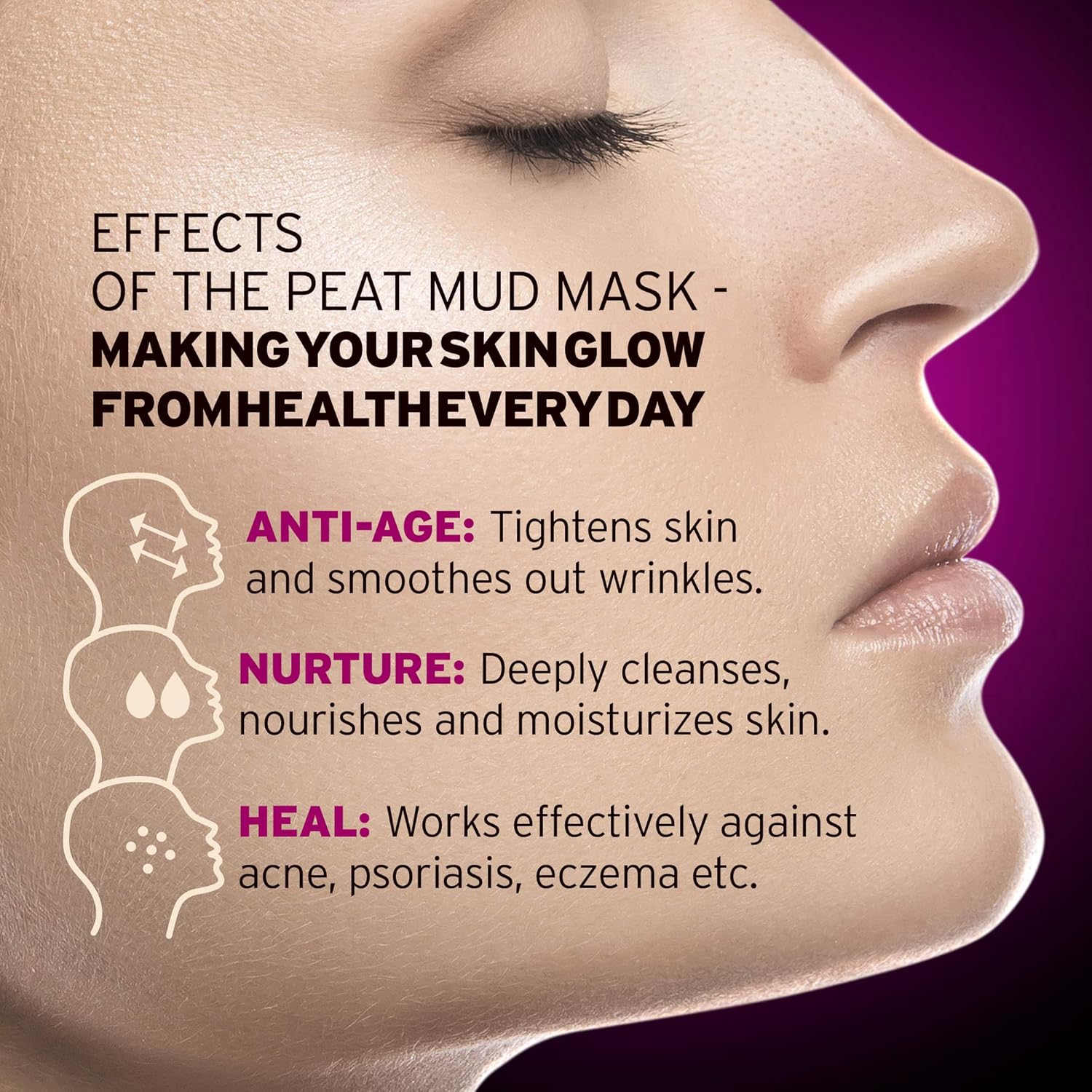 Mascarilla facial natural antiarrugas  Terapia de barro de turba 100% curativa, hidratante y limpieza profunda, solución de cuidado de la piel que