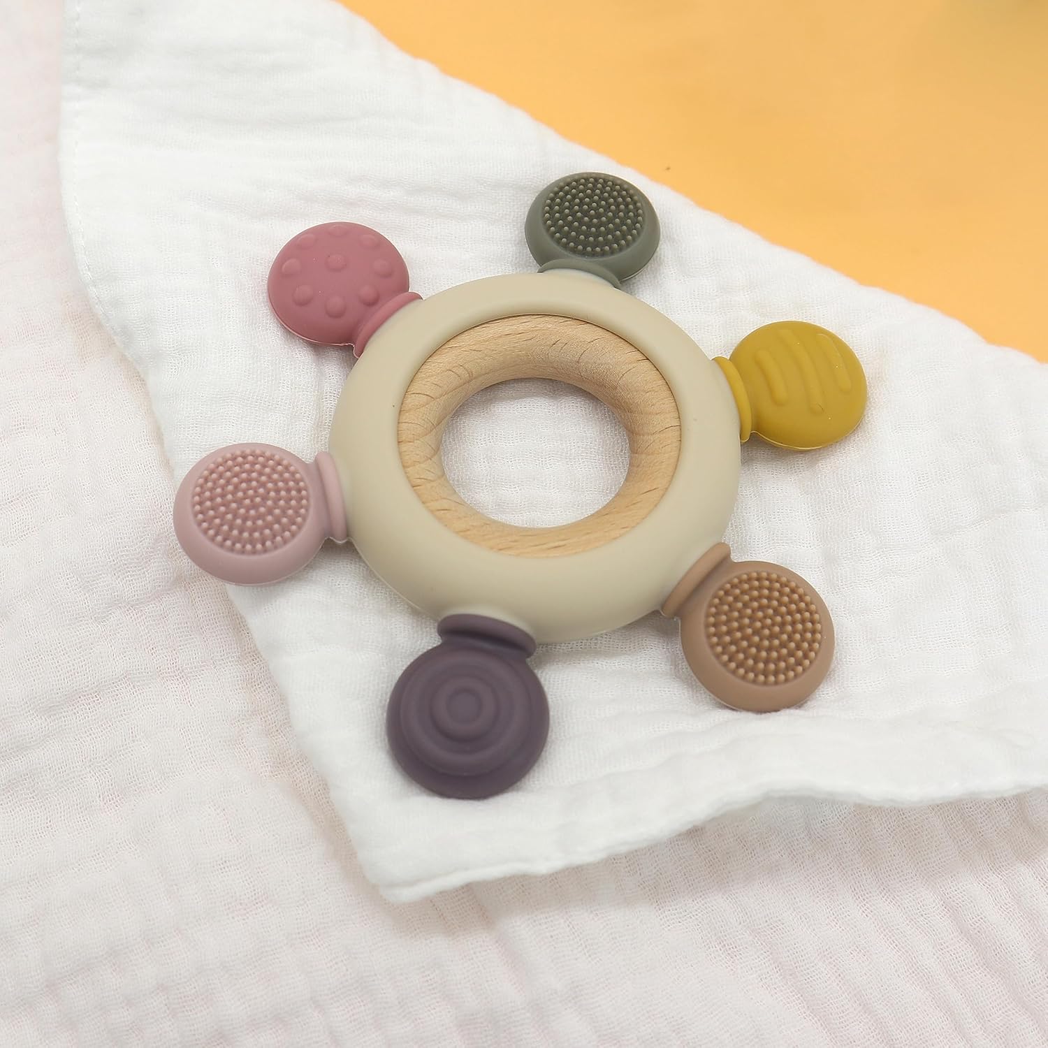 SIRELI – Juego de 4 juguetes de dentición para bebé, 100% silicona de grado alimenticio, sin BPA, juguete de 6 a 12 meses, juego de regalo para