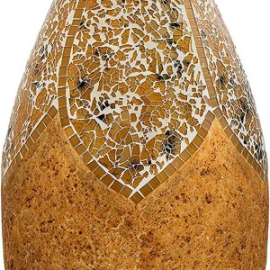 Jarrón  Hecho de terracota con piezas de mosaico de vidrio amarillo tostado  Exquisita pieza de decoración del hogar  18 x 10 pulgadas  para Jarrón  Hecho de terracota con piezas de mosaico de vidrio amarillo tostado  Exquisita pieza de decoración del hogar  18 x 10 pulgadas  para
