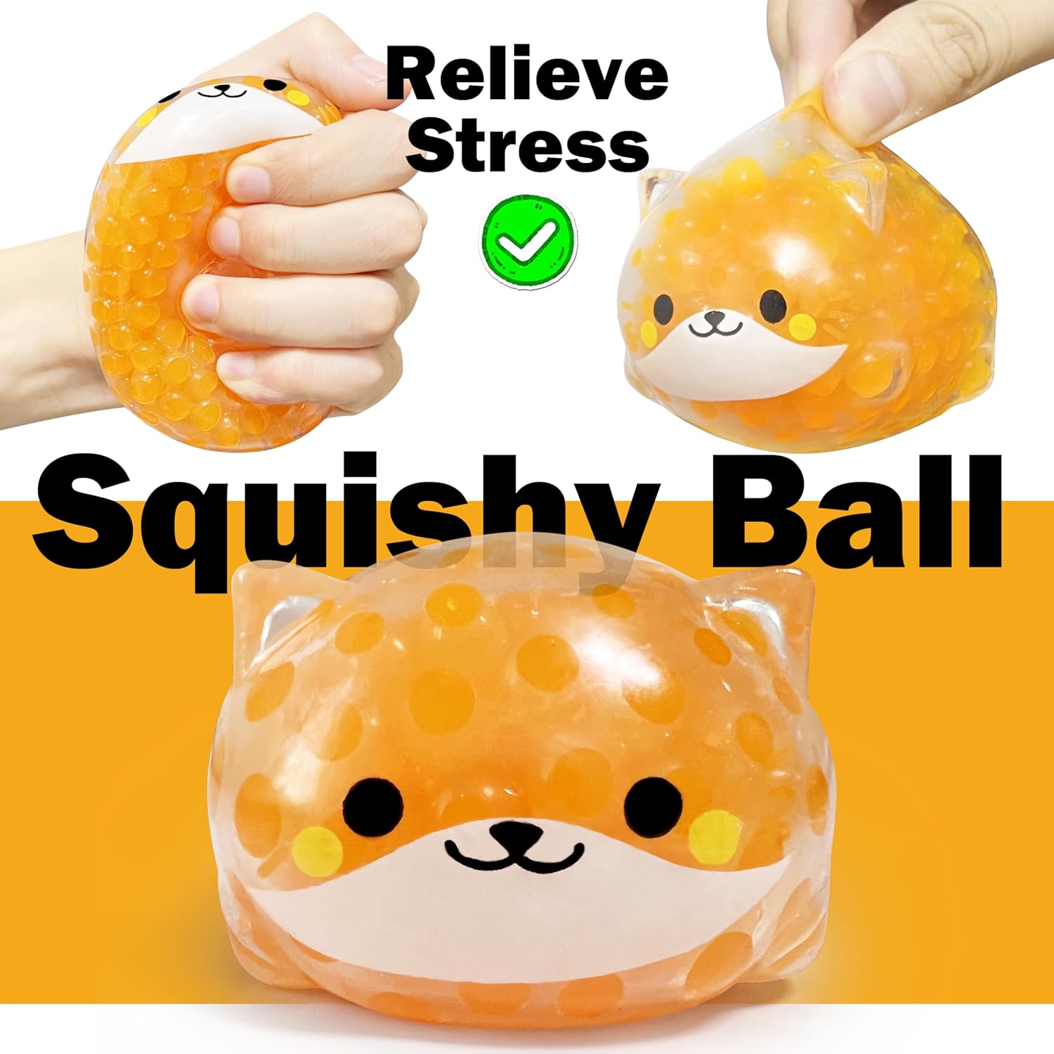 Juguetes esponjosos Shiba Lnu naranja, bolas de estrés de animales para adultos (paquete de 1) bola antiestrés, juguetes para adultos, regalos de