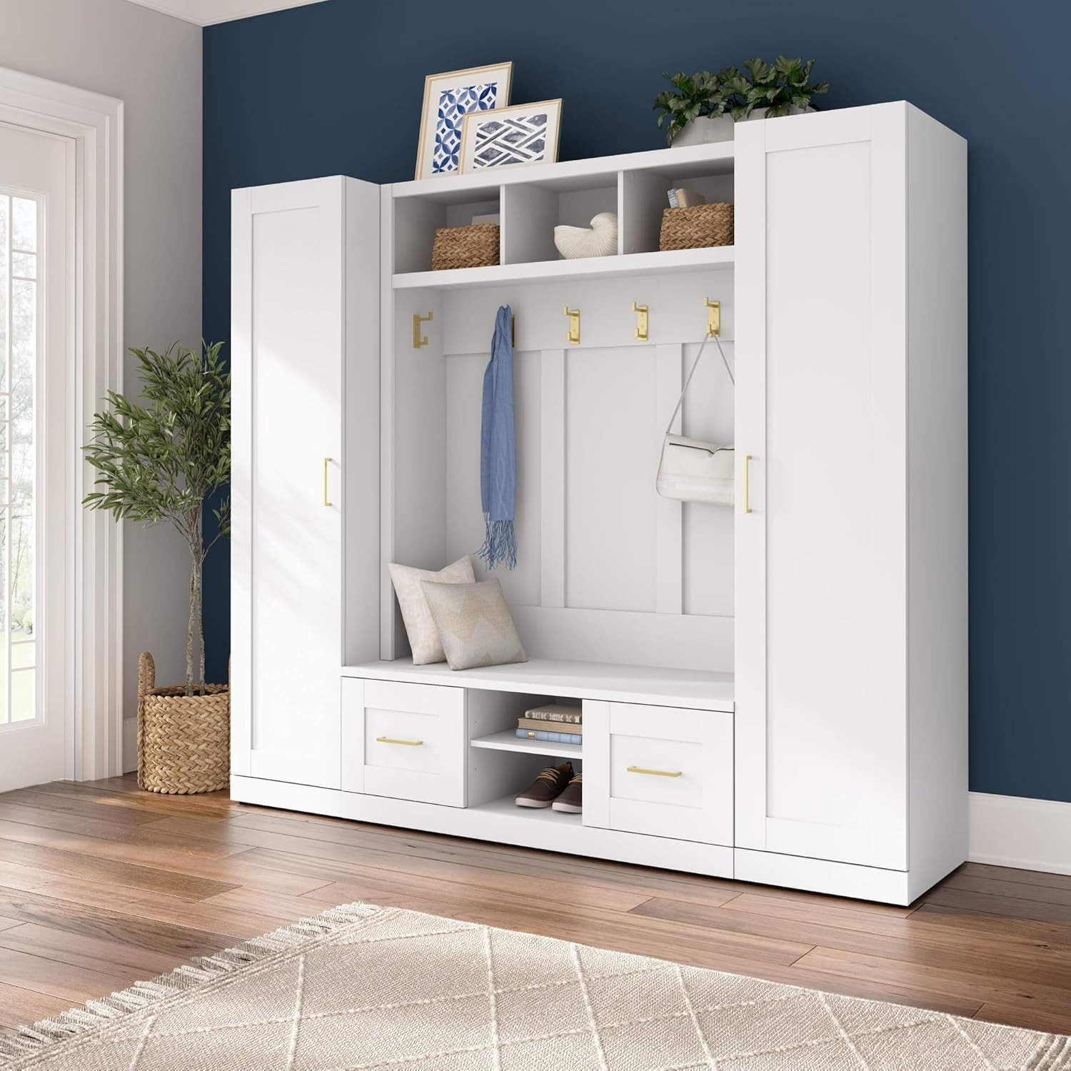 Bush Business Furniture Hampton Heights – Armario alto y estrecho con puerta y estantes  Almacenamiento para espacio de trabajo de oficina en casa,