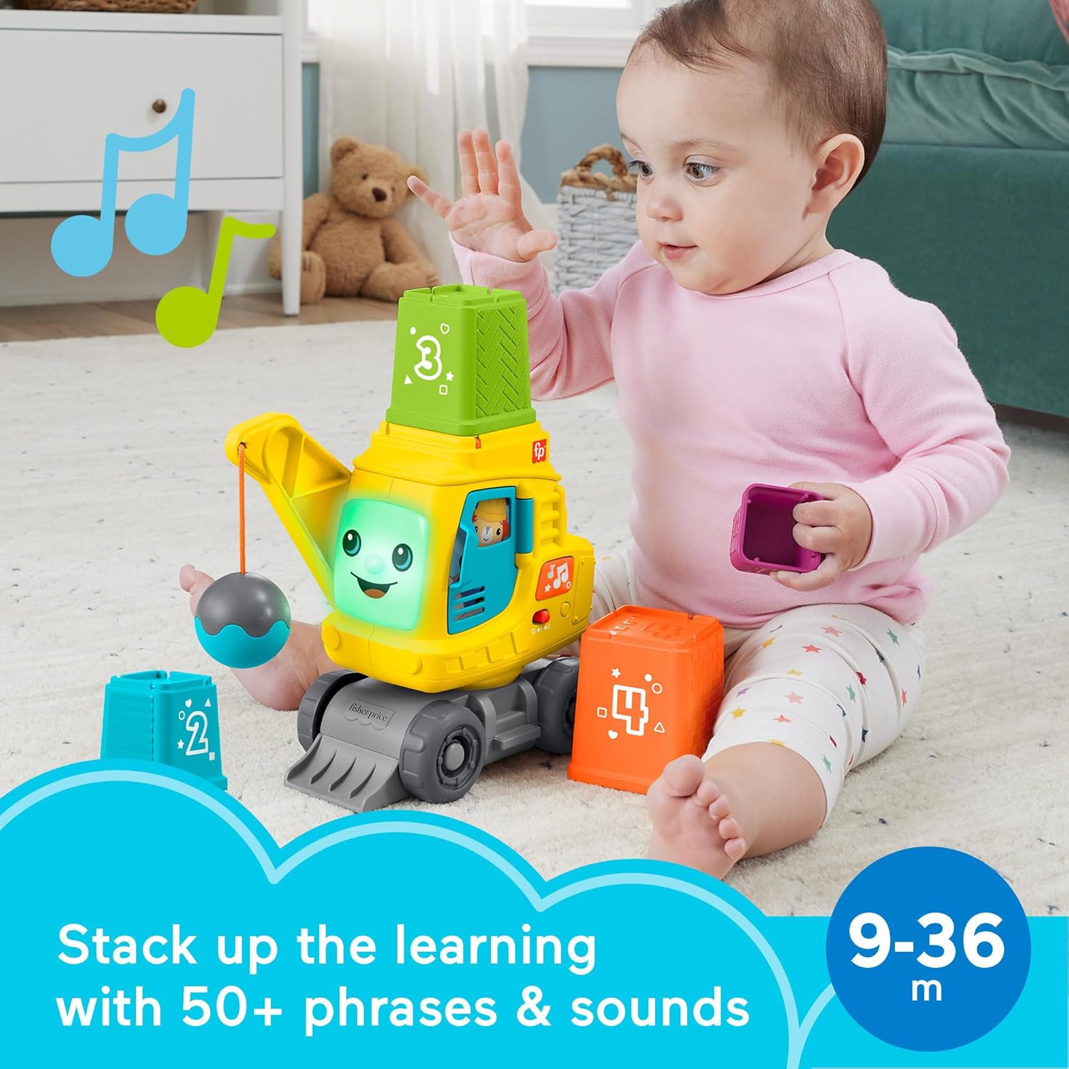 Fisher-Price Juguete de aprendizaje para bebés y niños pequeños con bloques, luces, música y sonidos para bebés a partir de 9 meses
