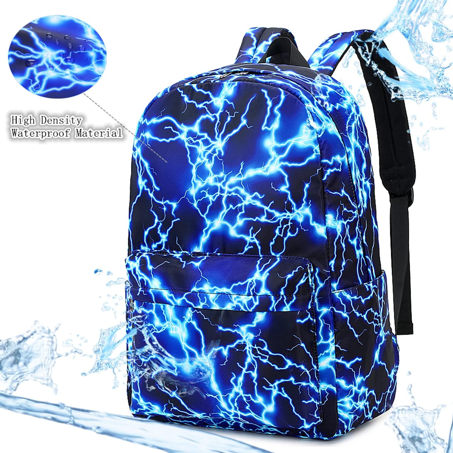mezhsa Mochila escolar para niño, mochila primaria relámpago medio, portátil, portátil, impermeable, ligera, de 17 pulgadas, 1-azul, Mochilas de