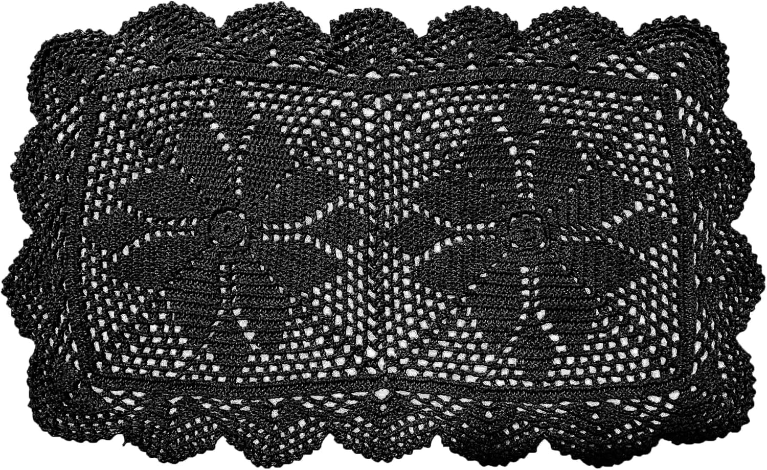 BIBITIME Mantel rectangular de encaje de ganchillo de 12 x 21 pulgadas, hecho a mano, para comedor, cocina, mesa (12 x 21 pulgadas, 2 unidades,