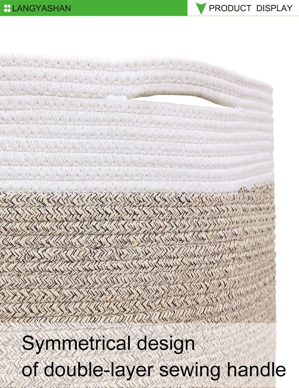 LANGYASHAN Cesta decorativa grande de cuerda tejida para sala de estar, juguetes, sofá, mantas de almacenamiento o cuarto de bebé, cesta redonda
