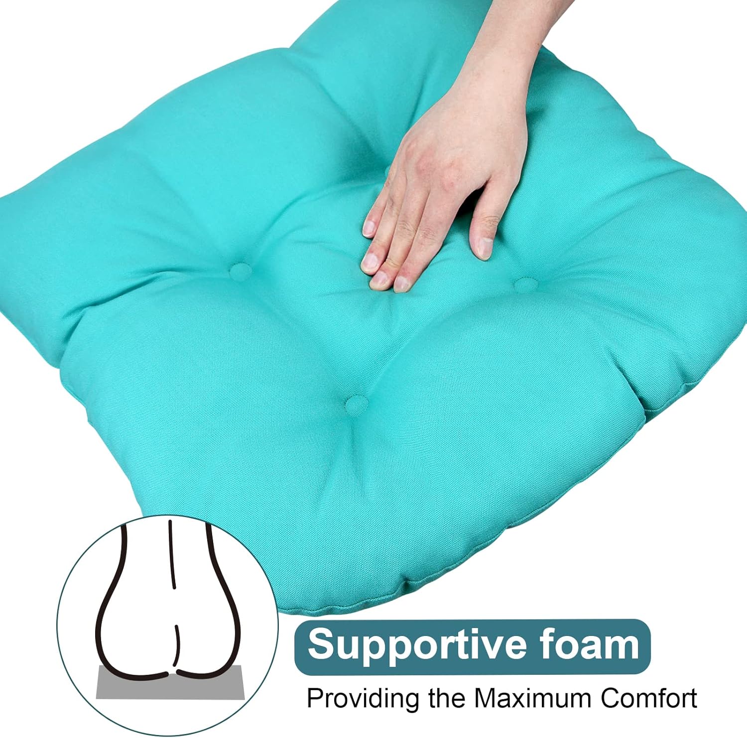 Pcinfuns Cojines de asiento para exteriores, 19 x 19 x 5 pulgadas, cojines de relleno grueso con esquinas redondas para sillas de patio, cojín