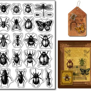 Arbuya Sellos transparentes de espécimen de insectos para hacer tarjetas o diario, sellos de goma de escarabajos de mariposa para manualidades, Arbuya Sellos transparentes de espécimen de insectos para hacer tarjetas o diario, sellos de goma de escarabajos de mariposa para manualidades,