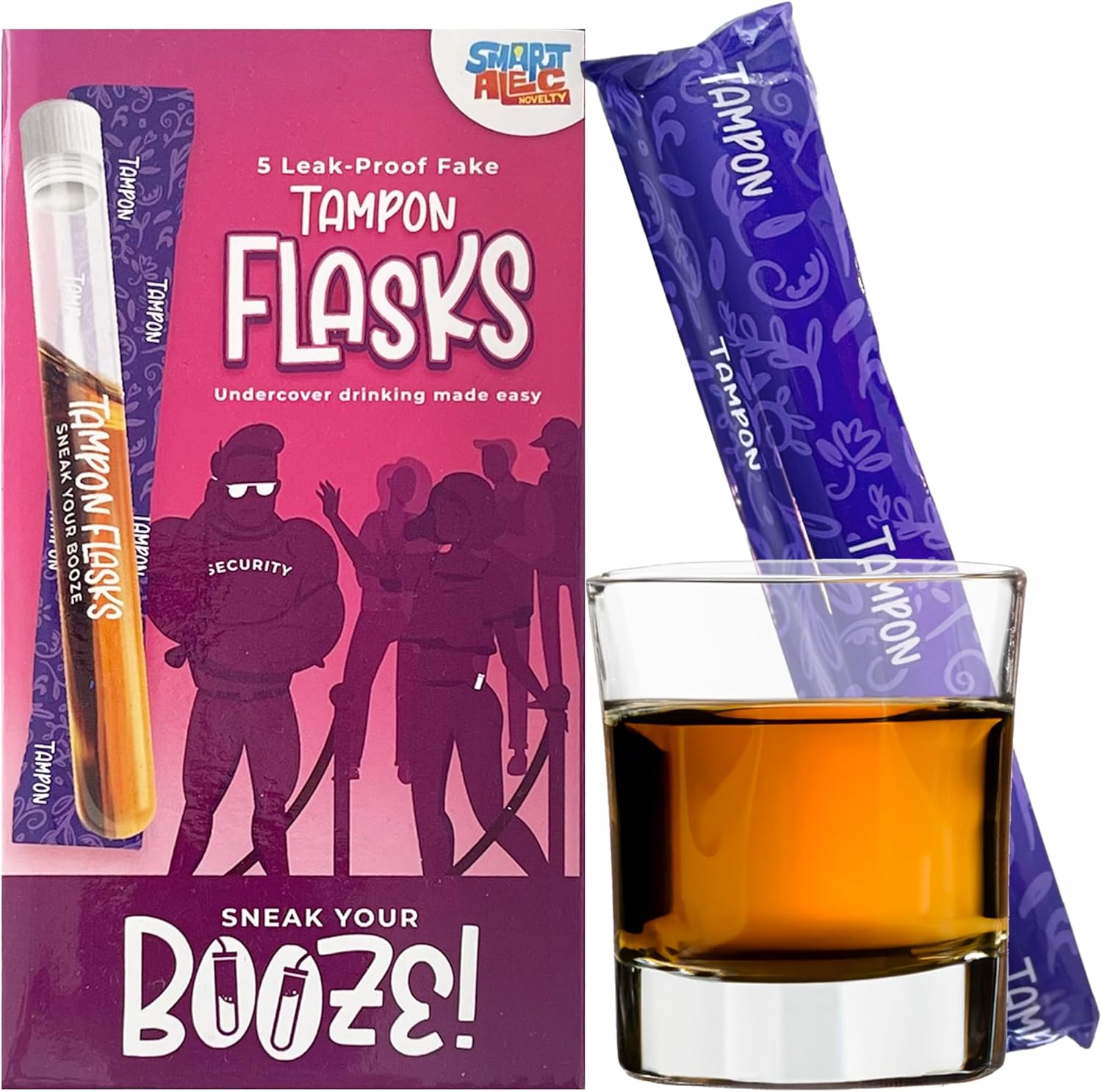 Tampon Flask  5 frascos ocultos falsos a prueba de fugas para mujeres  Tampón de alcohol  Tubos de alcohol de tampón perfectos para conciertos,
