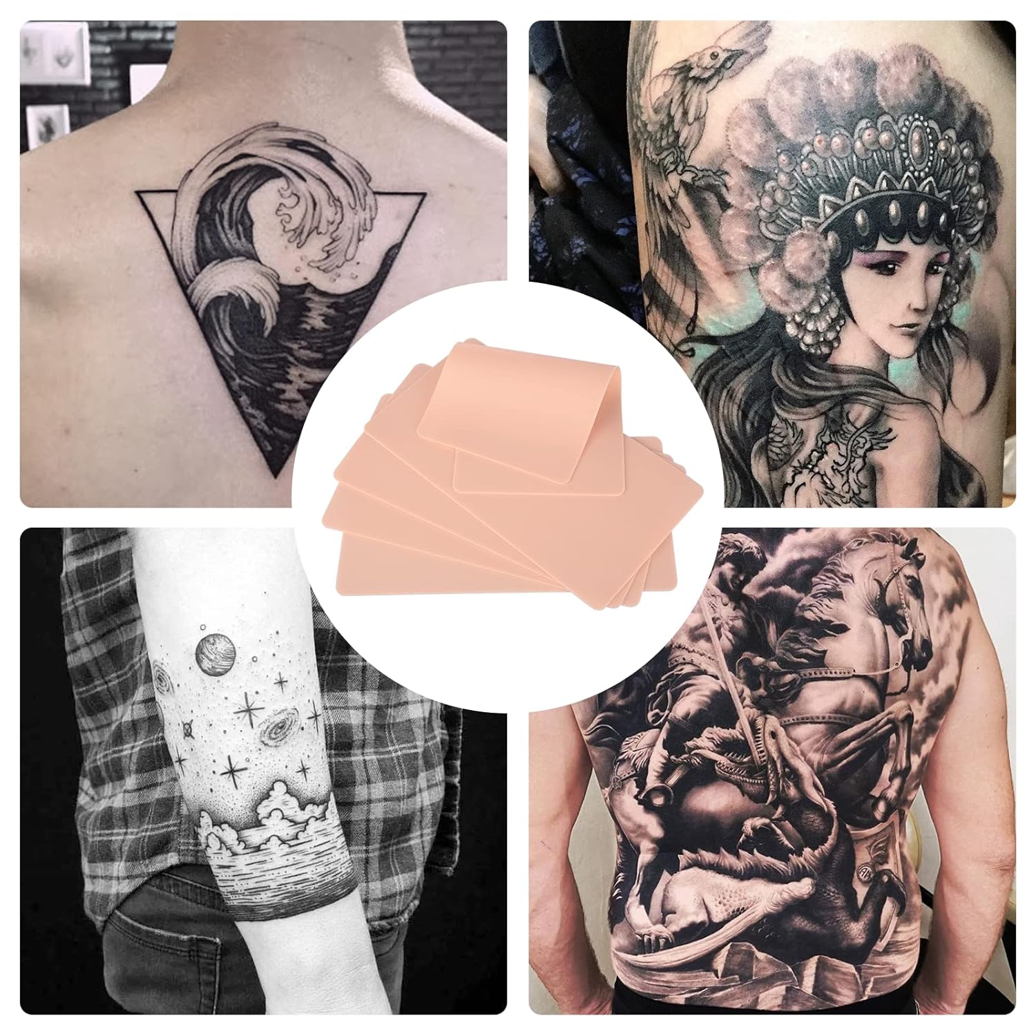 Benbilry Piel de práctica de tatuaje en blanco, 10.7 x 6 pulgadas de grosor de doble cara para tatuar cejas, tamaño grande, 5 hojas para