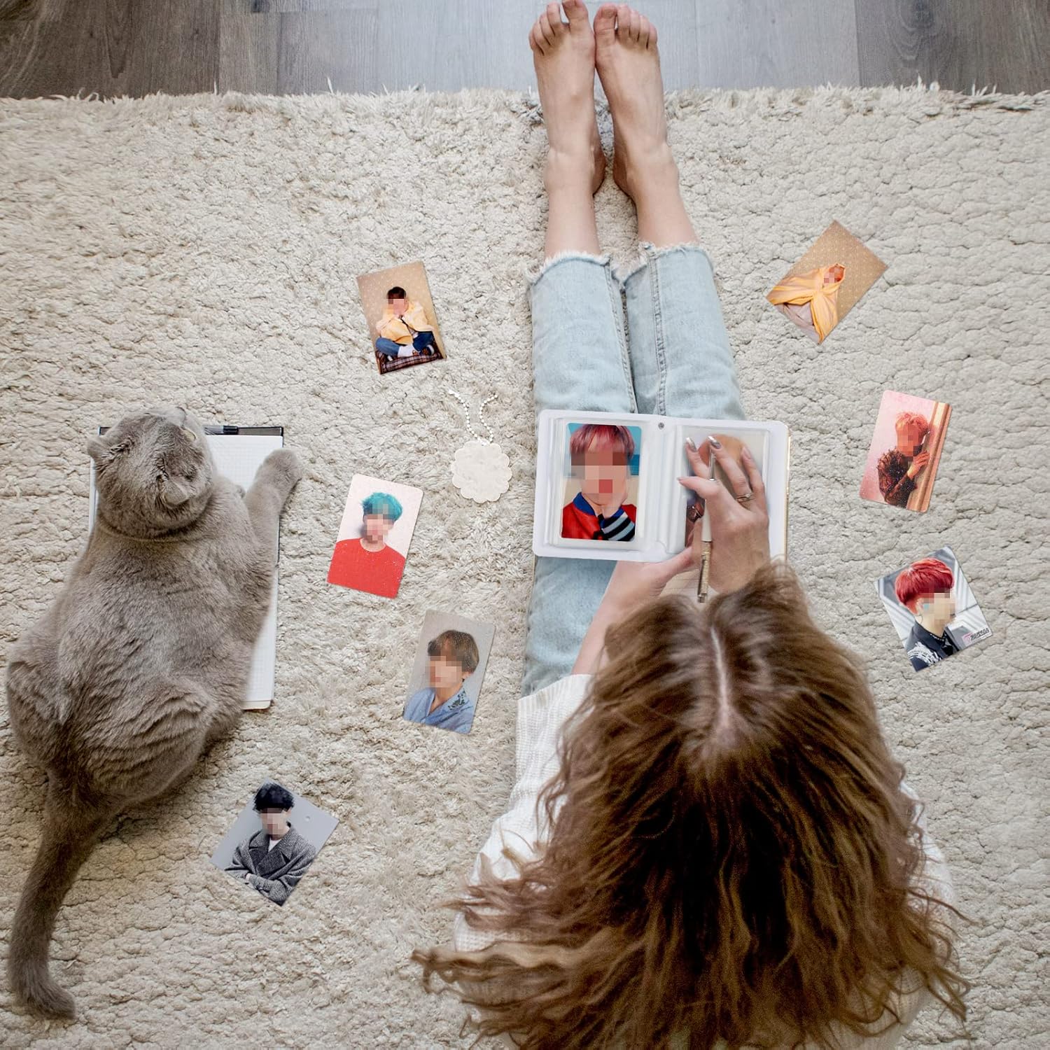 Juego de 3 mini álbumes de fotos de 3 pulgadas, carpeta Kpop para tarjetas fotográficas Kpop, álbum Kpop con colgante y llavero de bricolaje para