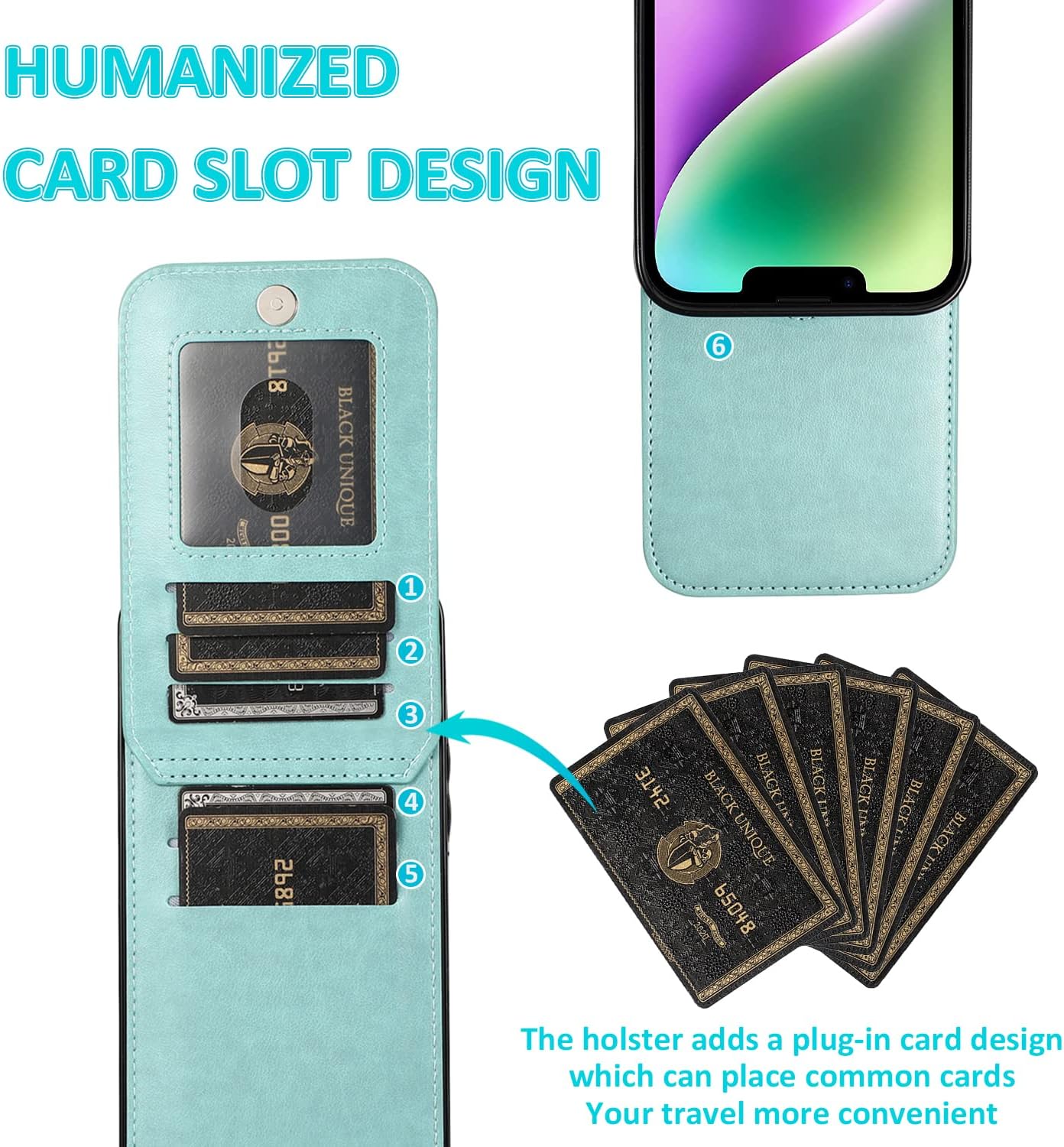 Asuwish Funda compatible con iPhone 15 de 6.1 pulgadas con protector de pantalla de vidrio templado y tarjetero para tarjetas de crédito, soporte de