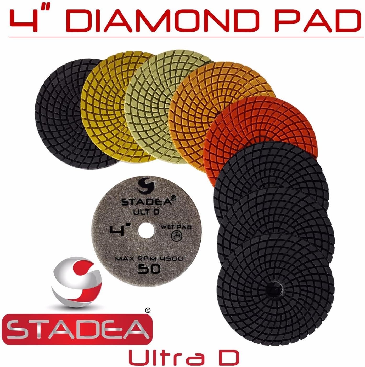 Stadea Almohadillas de pulido de granito PPW106X 4 “arena del cojín 1500 del diamante para el pulido de las piedras del cuarzo del granito