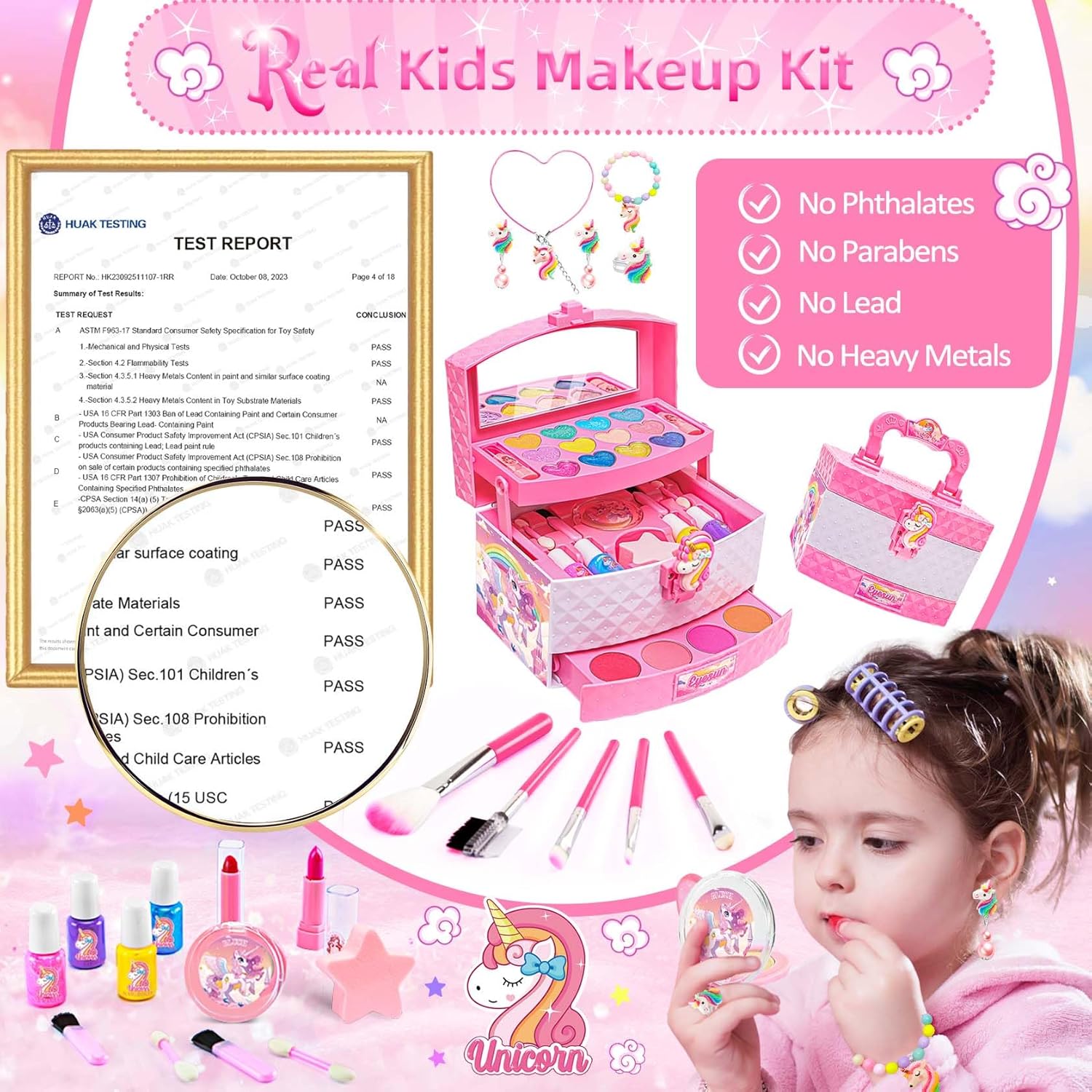Juguetes para niñas, kit de maquillaje para niñas, juguetes para niñas de 3, 4, 5, 6, 7, 8, 9, 10, 11, 12 años, juego de maquillaje lavable para