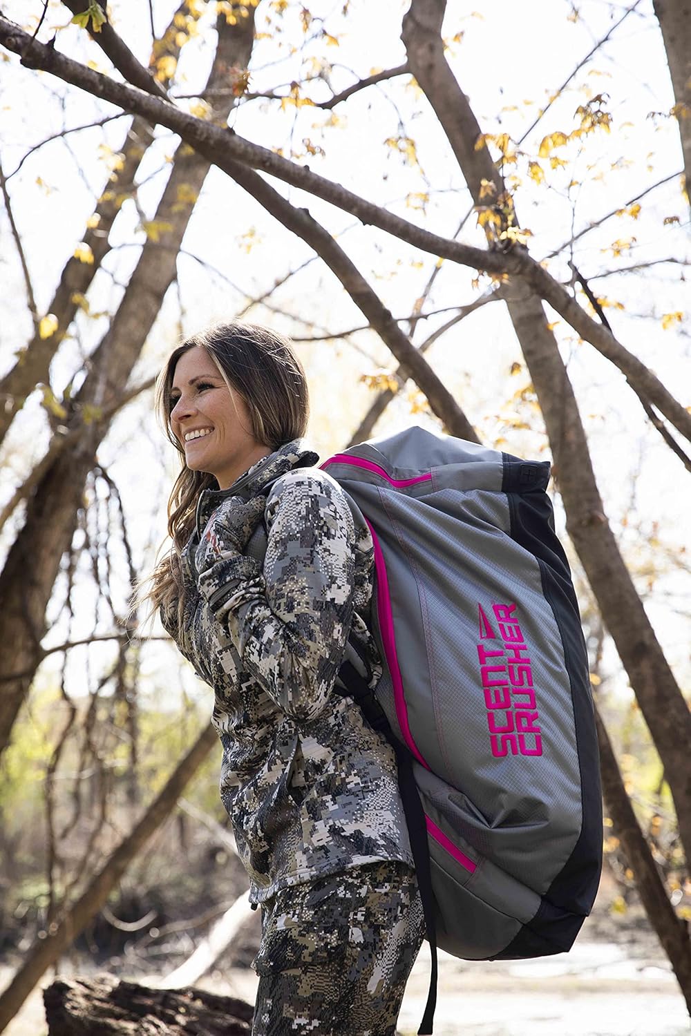 Scent Crusher Halo Series – Bolsa de equipo de caza rosa para mujer, elimina olores antes y después de la caza, elimina rápidamente los olores,