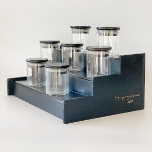 Happy Home Designs Organizador de gabinete de cocina de 3 niveles, estante de bambú para encimera, organizador de gabinete de cocina (negro) Happy Home Designs Organizador de gabinete de cocina de 3 niveles, estante de bambú para encimera, organizador de gabinete de cocina (negro)