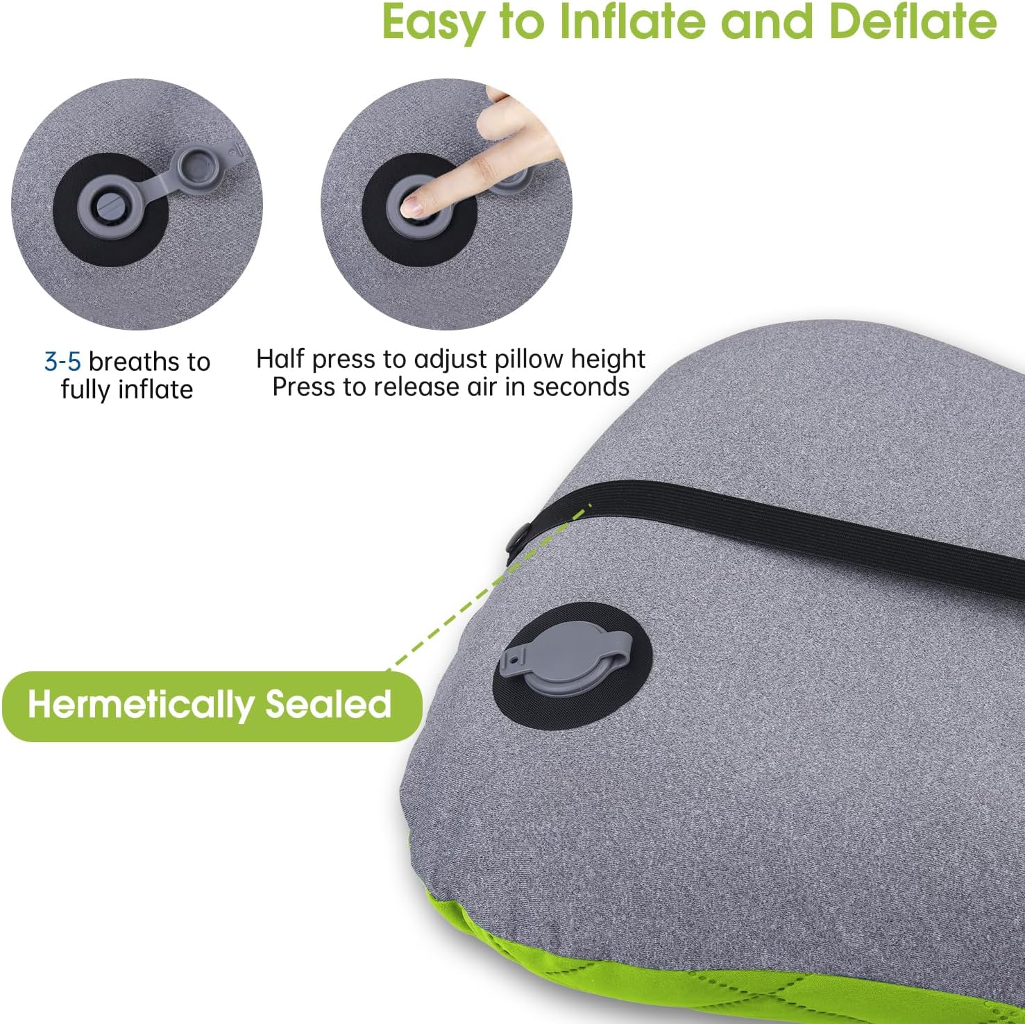 Almohada inflable para acampar con funda extraíble, almohadas de campamento ultraligeras y compactas para dormir, mochileros, senderismo, playa, al
