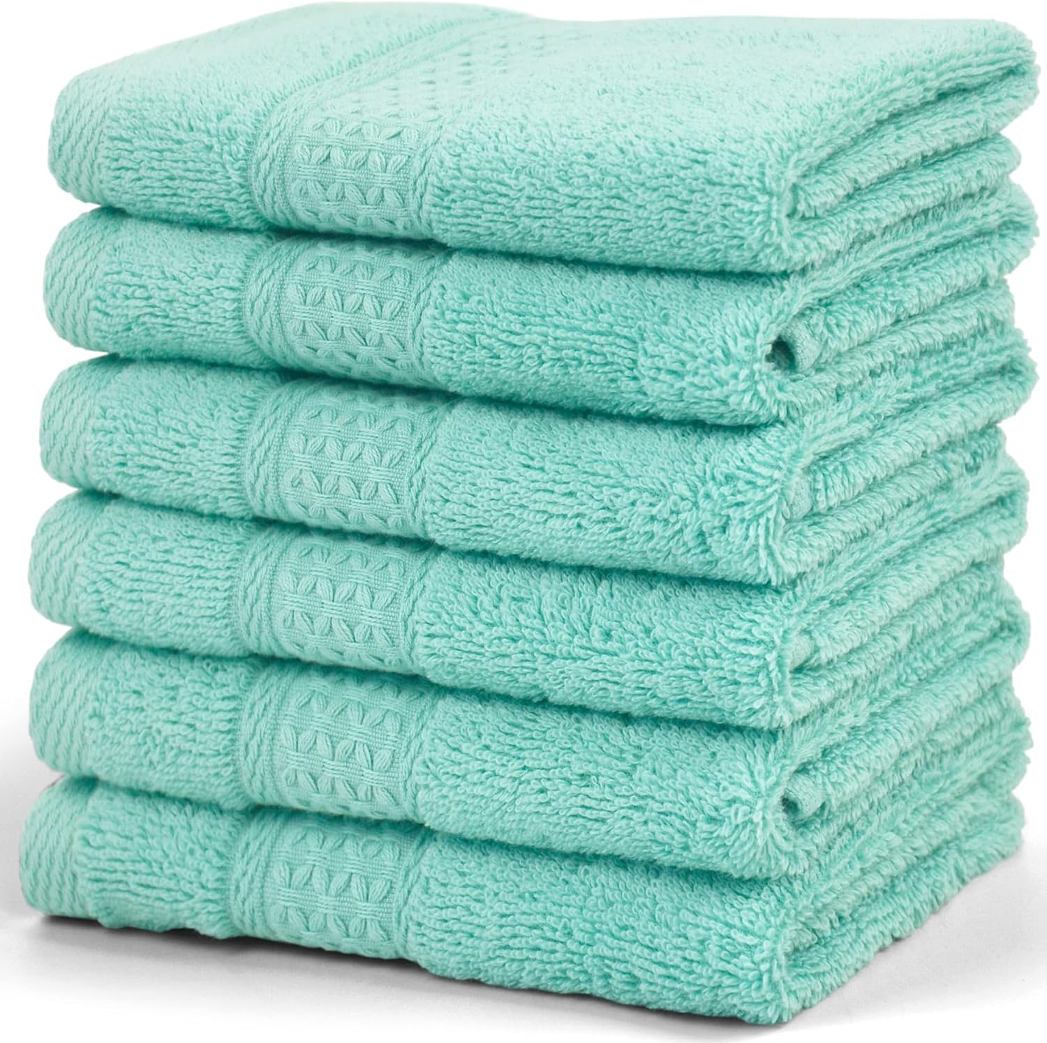 Cleanbear Paños para tu cuerpo, 100% algodón, paños de baño extra suaves, 13 x 13 pulgadas (verde azulado)