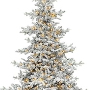Árbol de Navidad artificial de Aspen flocado de 6 pies, 965 puntas nevadas, 340 luces, muy flocado, soporte de metal, decoración navideña Árbol de Navidad artificial de Aspen flocado de 6 pies, 965 puntas nevadas, 340 luces, muy flocado, soporte de metal, decoración navideña