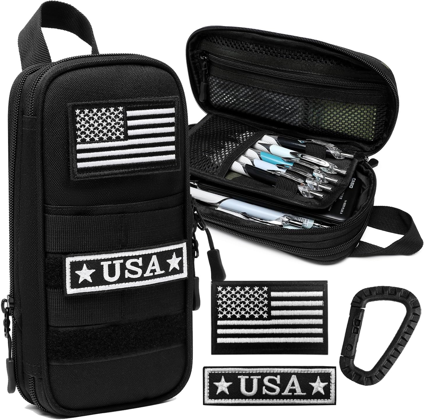 Estuche para lápices, caja de lápices de gran capacidad, bolsa táctica pequeña para herramientas, bolsa de almacenamiento expandible para bolígrafos