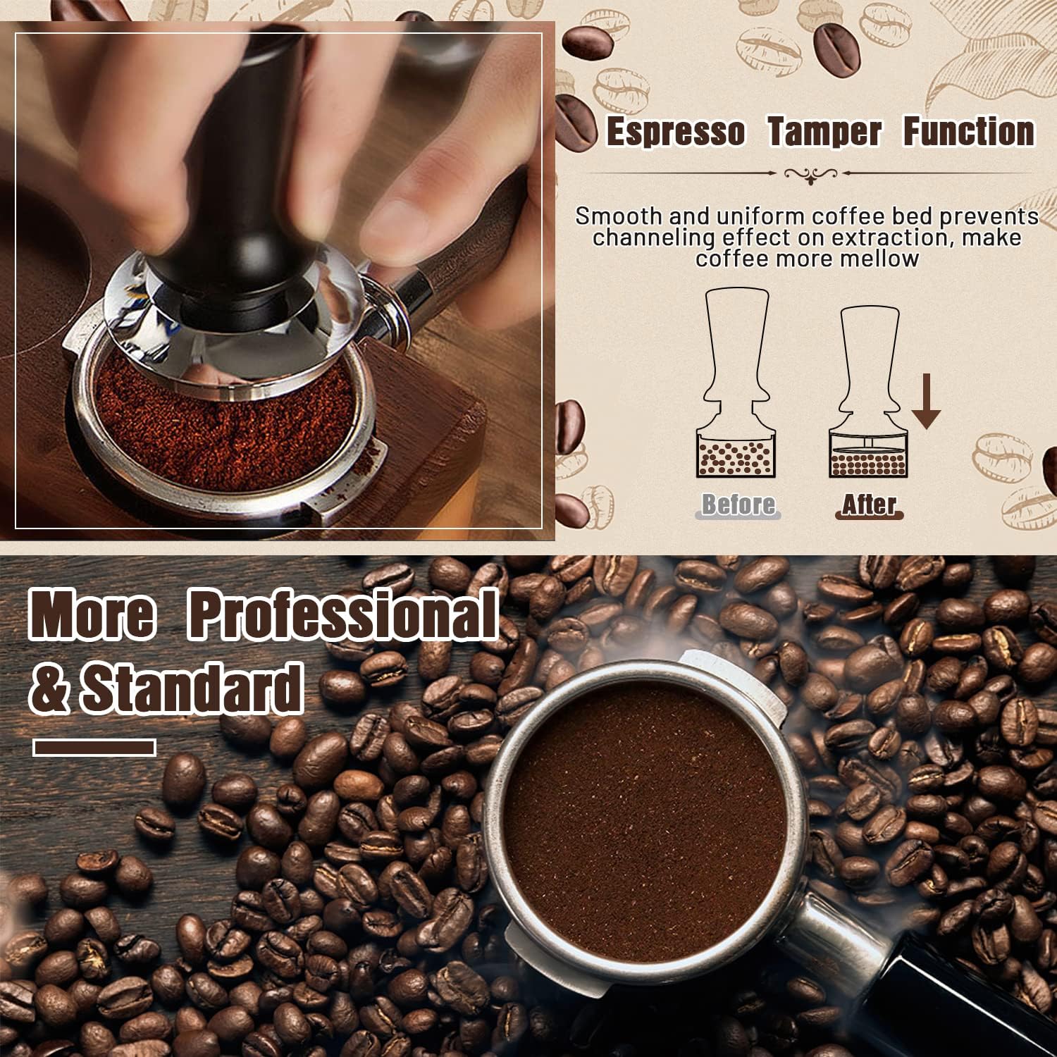Wisdmery Manipulador de espresso de 2.008 in para máquina de café, accesorios de cesta portafiltro sin fondo, filtro de papel reutilizable de