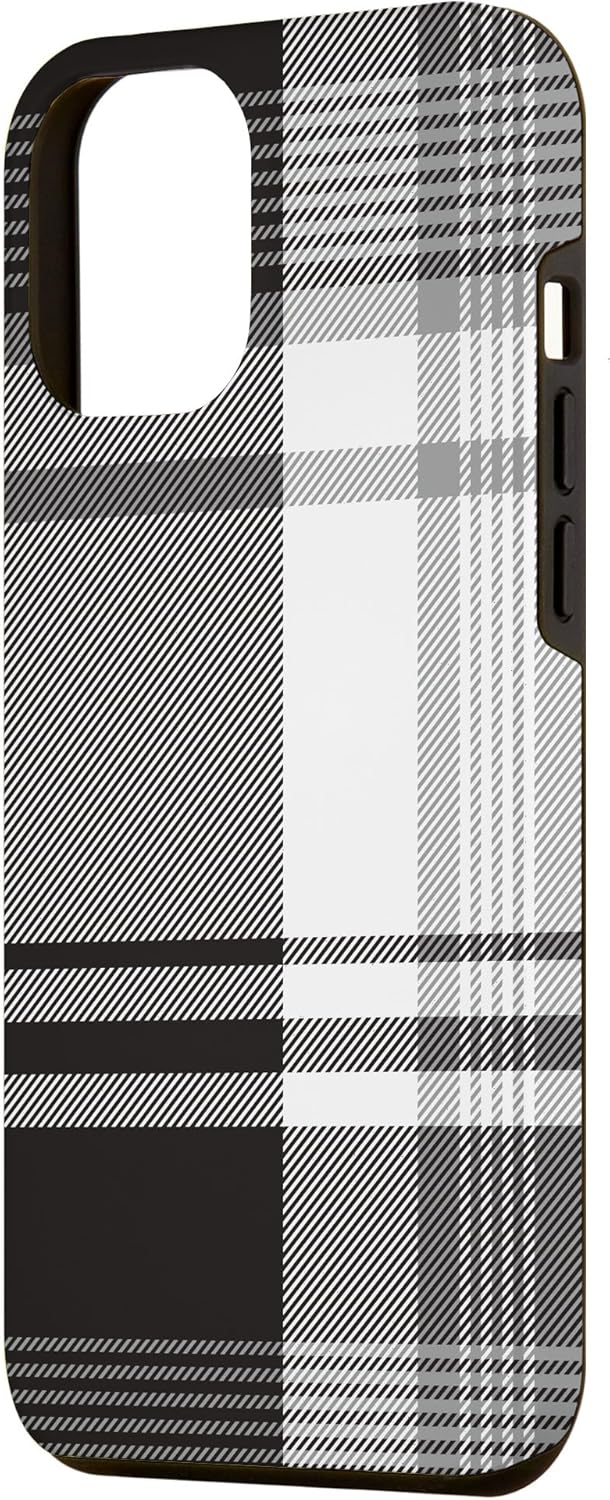 iPhone 12 Pro Max Negro Blanco Gris Plaid Invierno Otoño Diseño Diseño de Halloween