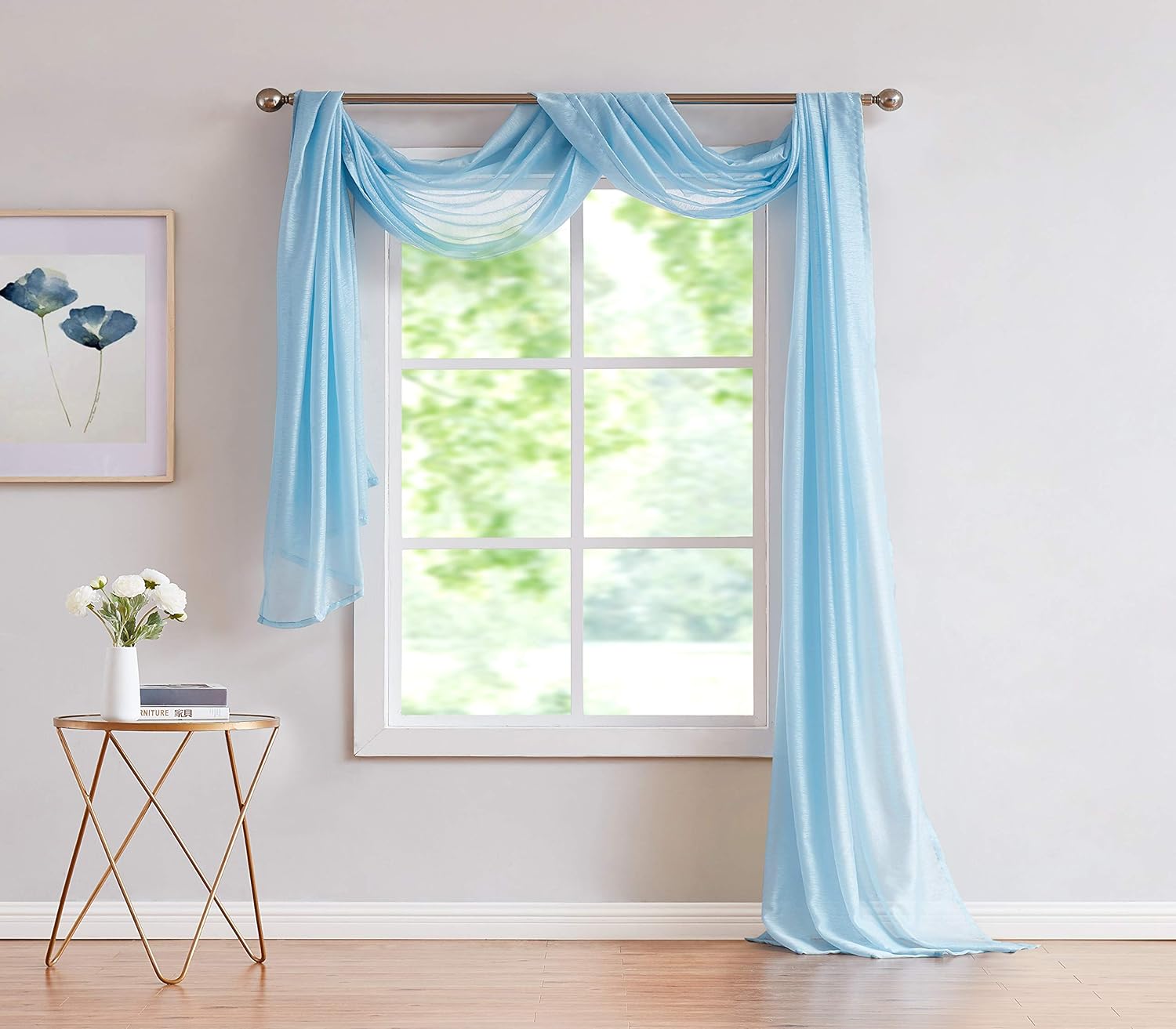 Jane – Bufanda semitransparente para ventana (54 x 144), elegante decoración del hogar, cortinas para añadir a las ventanas para un efecto mejorado