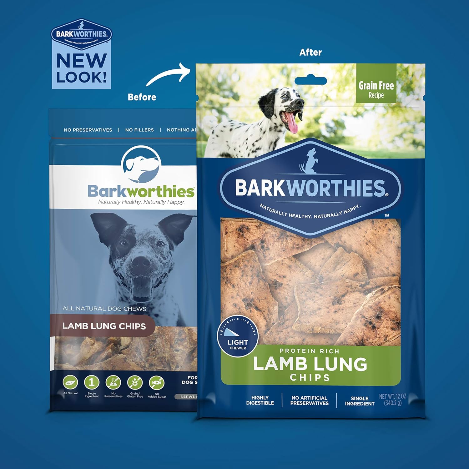 Barkworthies Lamb Lung Chip Chews (bolsa de 12 onzas)  Golosinas para perros totalmente naturales y altamente digeribles  Promueve la salud dental