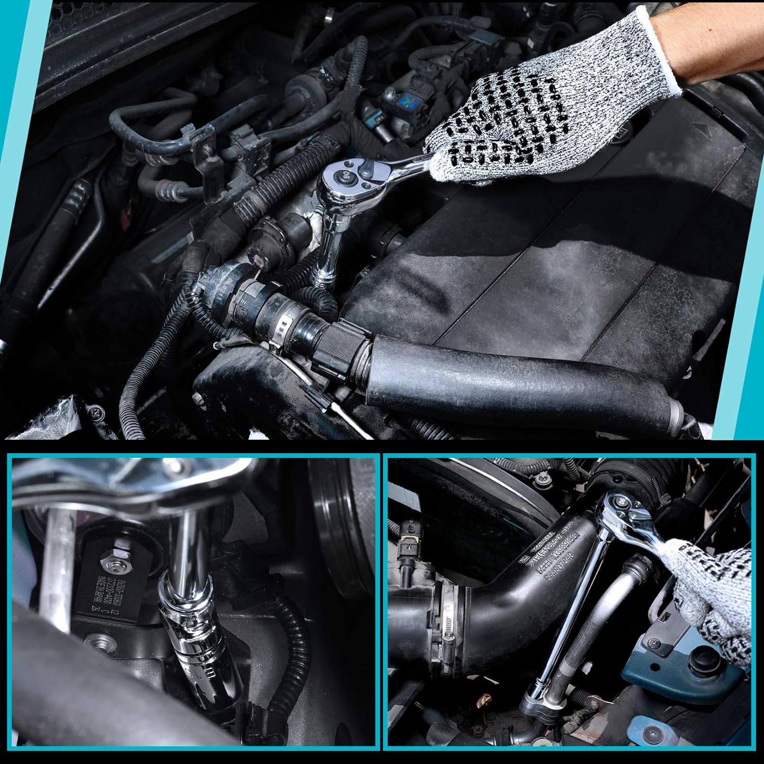 DURATECH Kit de accesorios de enchufe de 10 piezas, incluye juego de barras de extensión de 38 pulgadas, juntas universales y adaptadores de 14