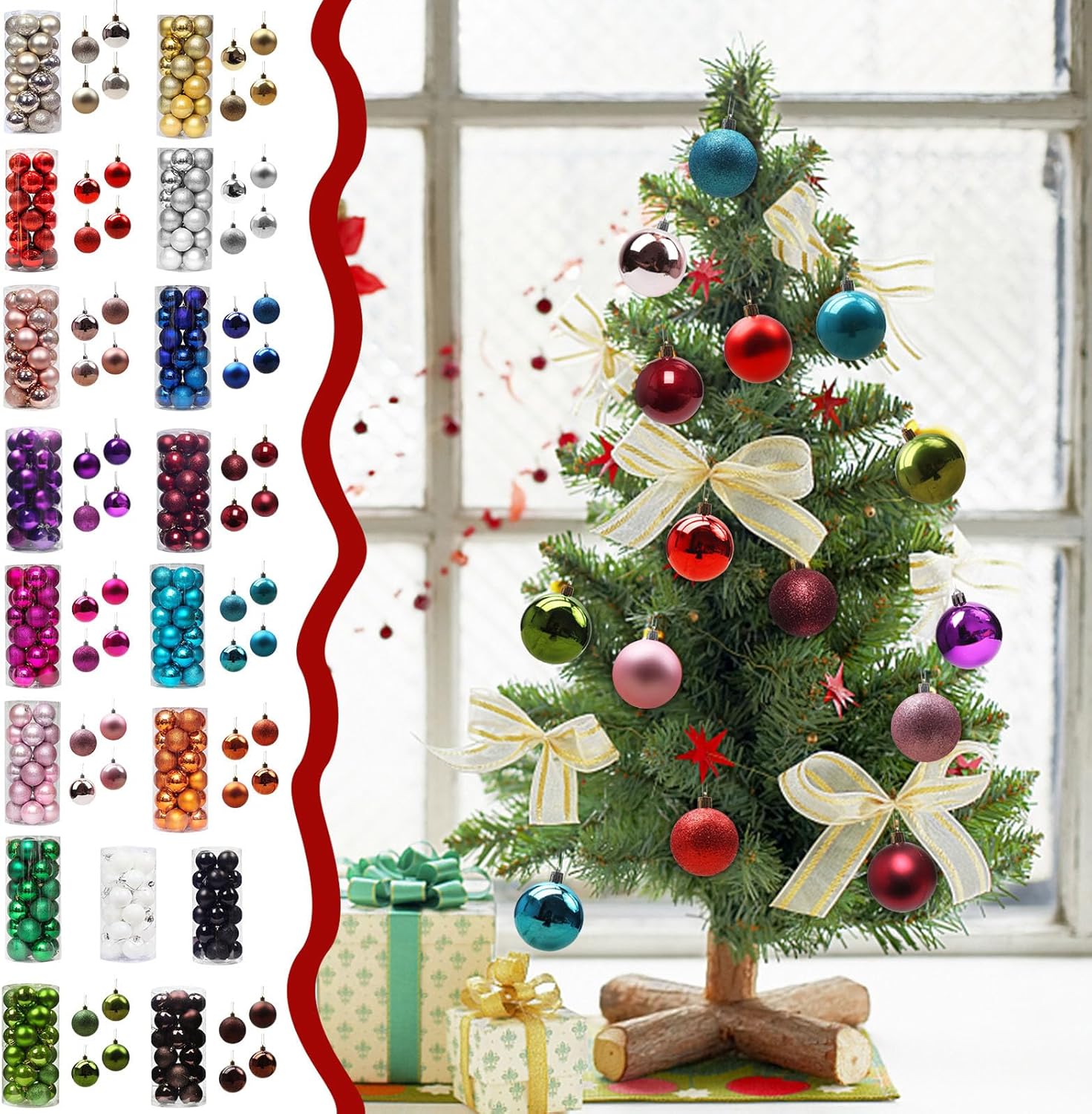 24 bolas decorativas de Navidad para árbol de Navidad, adornos de bolas inastillables de Navidad, bolas colgantes de Navidad para decoración de
