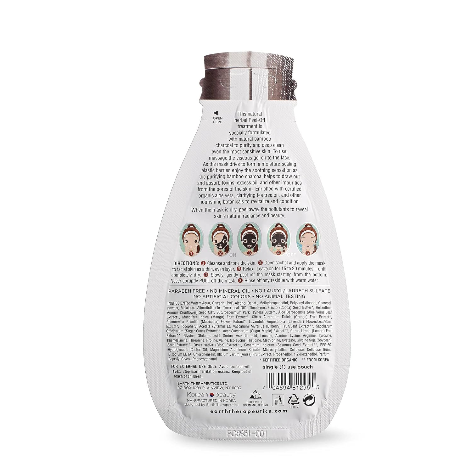Earth Therapeutics Mascarilla exfoliante de carbón purificador – 5 unidades