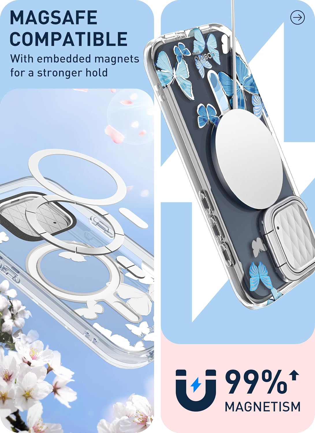 i-Blason Cosmo Mag – Funda para iPhone 15 Pro Max con soporte para cámara, compatible con MagSafe Funda protectora delgada y elegante de cuerpo