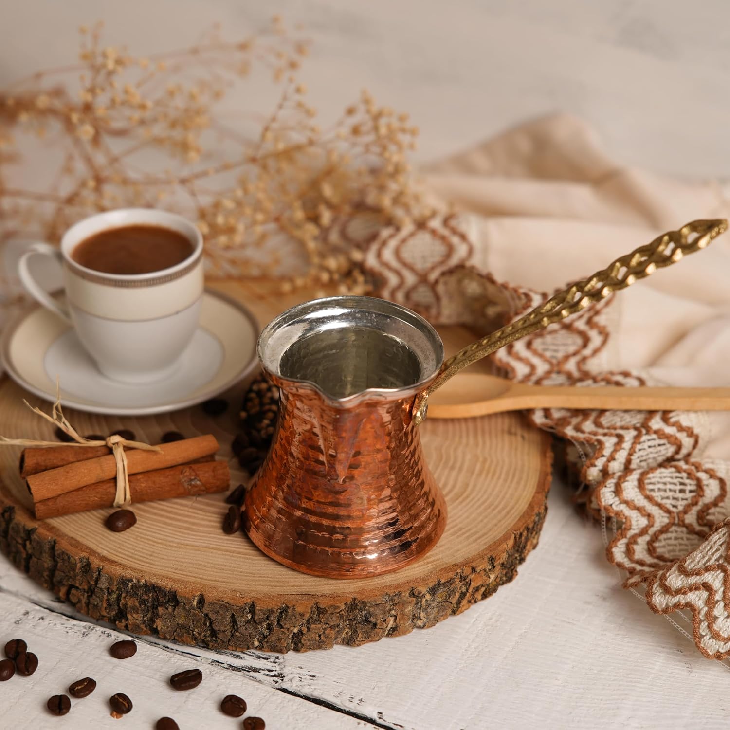 SANTA MARLA Cafetera árabe, cafetera turca, hecha a mano, Cezve para 1-2 personas (pequeña)