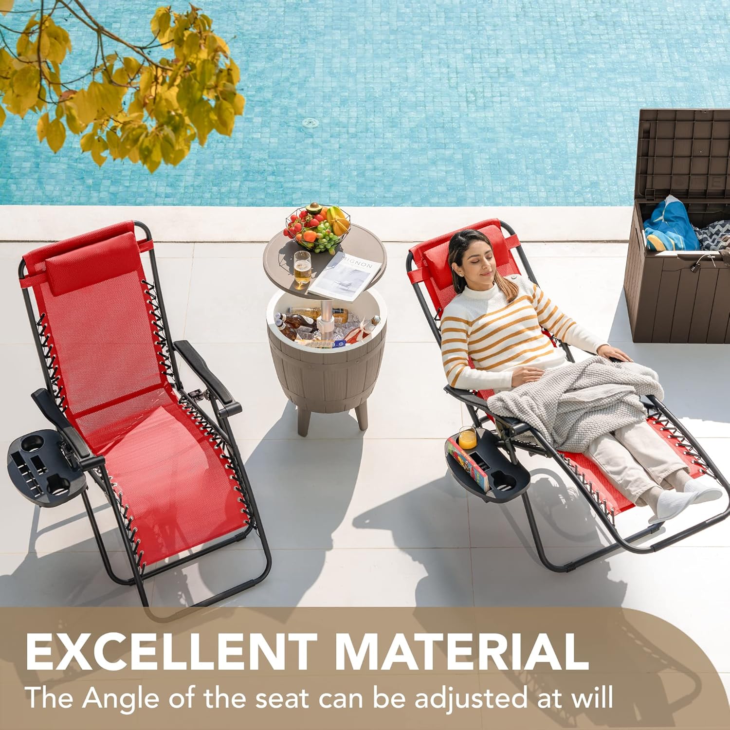 Devoko Patio Zero Gravity – Silla plegable para exteriores, sillas reclinables ajustables para el lado de la piscina, con silla de césped con