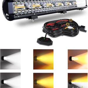 Barra de luz LED de 20 pulgadas y 126 W, luz estroboscópica intermitente blancaámbar con seis modos de conducción, luces antiniebla de conducción, Barra de luz LED de 20 pulgadas y 126 W, luz estroboscópica intermitente blancaámbar con seis modos de conducción, luces antiniebla de conducción,