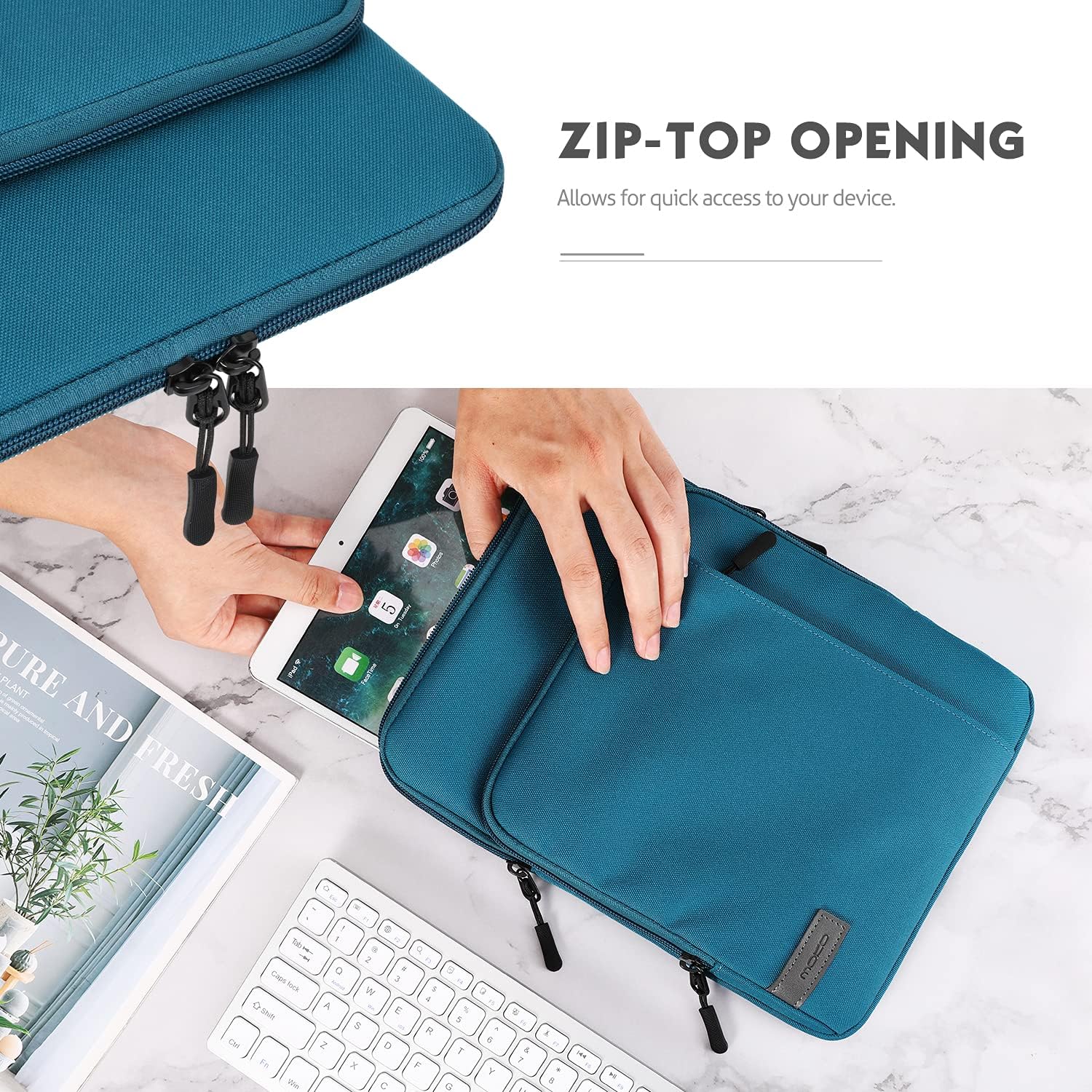 MoKo Funda de transporte para tablet de 9 a 11 pulgadas con bolsillos de almacenamiento para iPad Air 5 de 10.9 pulgadas 2022, iPad Pro 11 20212020,