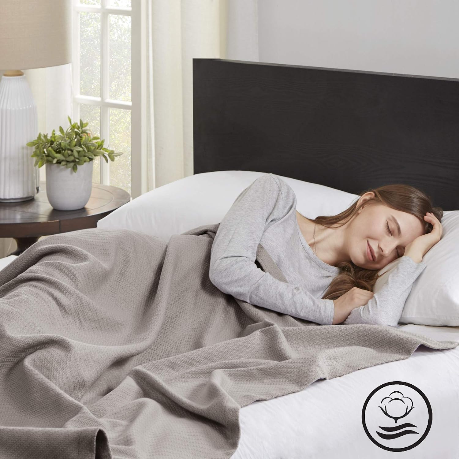 Madison Park – Manta de lujo, suave, acogedora, 100% algodón hilado en anillo, para cama, o sofá