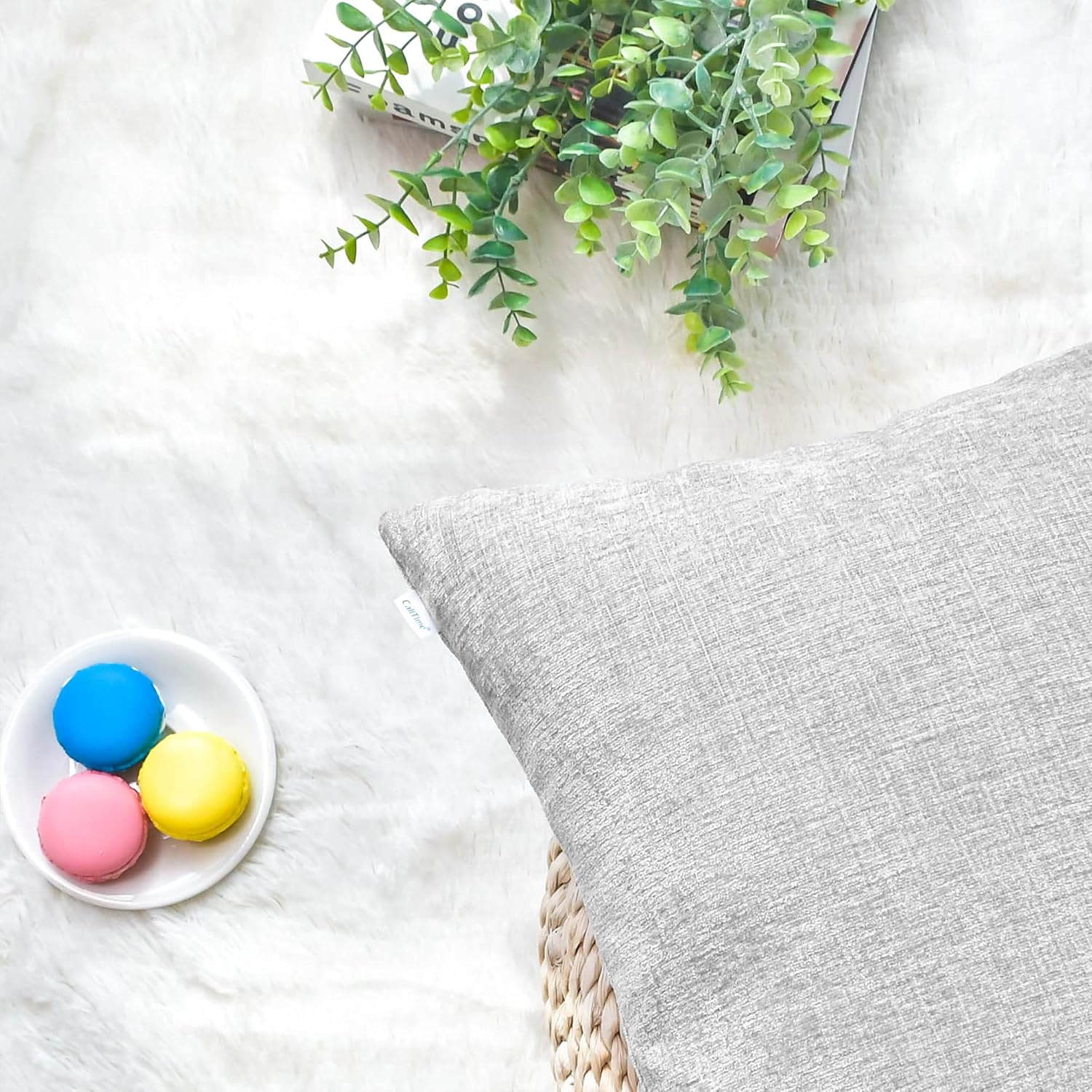 CaliTime Juego de 2 fundas acogedoras de cojines para sofá o decoración del hogar, de felpilla suave teñida y color liso