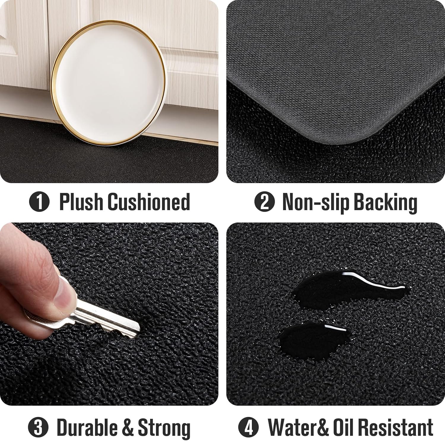 Carvapet Tapete antifatiga acolchado de 34 pulgadas para cocina, cómodo, impermeable, antideslizante, de pie, tapete ergonómico de espuma de PVC