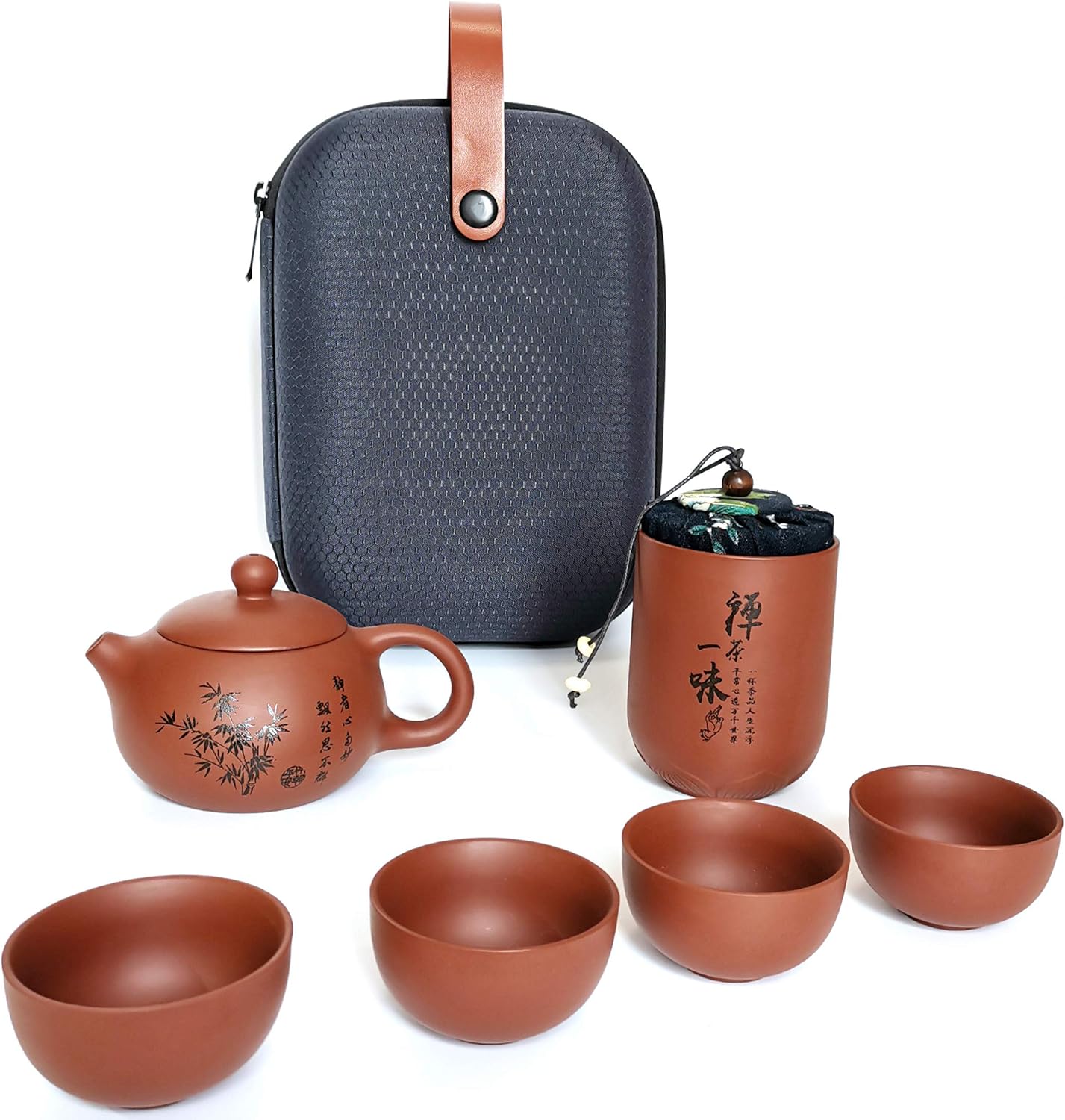 Juego de té portátil – Juego de té chino, taza de té de tetera, juego de té de viaje, juego de té Gong Fu hecho a mano – Juego de té de té para el
