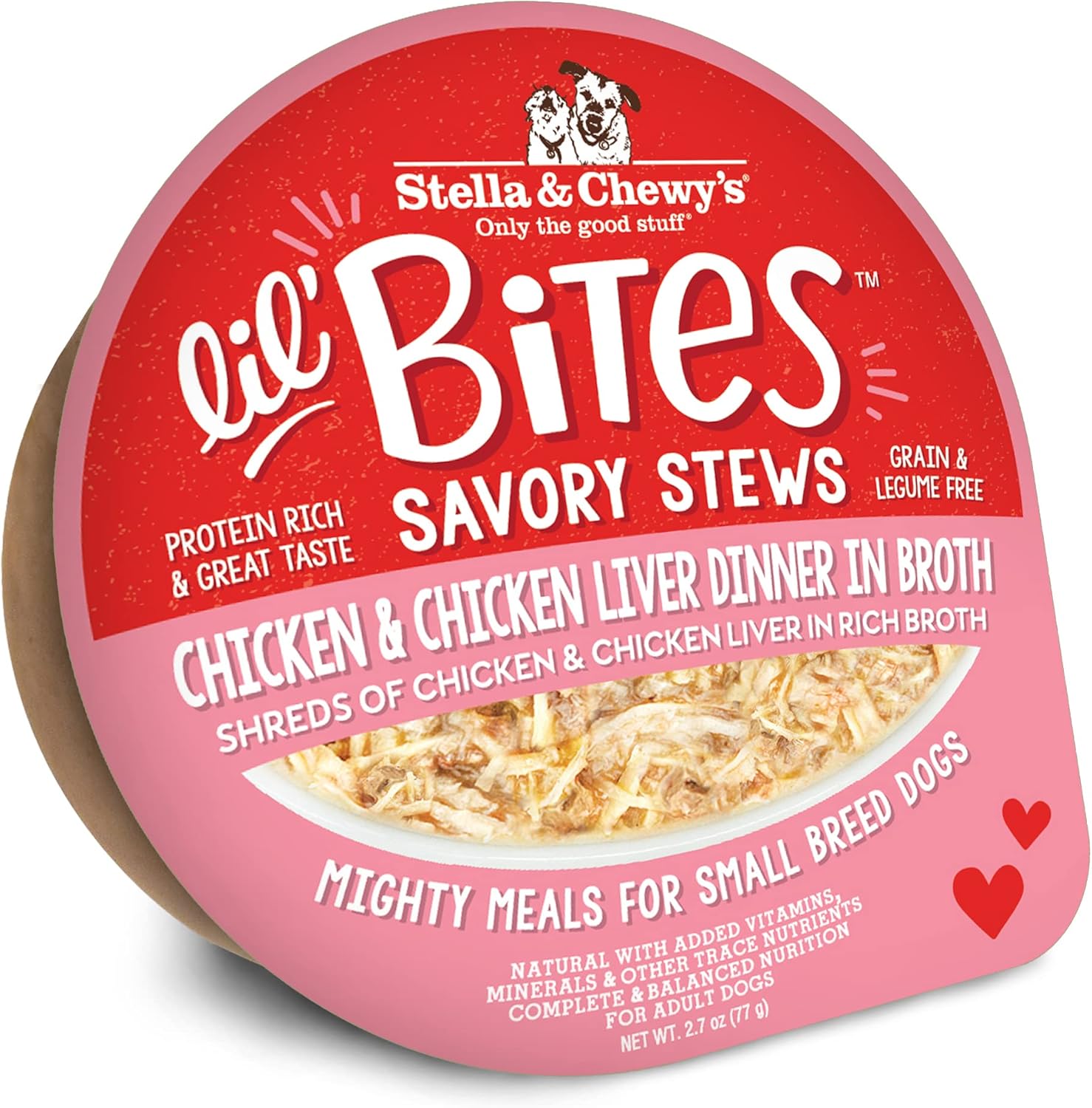 Stella & Chewy’s Lil Bites – Cena de hígado de pollo y pollo para razas pequeñas en caldo, tazas de 2.7 onzas (paquete de 12)